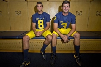 John O'Korn (left) and Wilton Speight will continue to battle through fall camp.