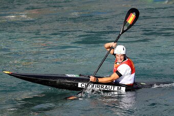 RIO DE JANEIRO, BRAZIL - AUGUST 11:  Maialen Chourraut of Spain celebrates winning gold medal after the Women's Kayak (K1) Final on Day 6 of the Rio 2016 Olympics at Whitewater Stadium on August 11, 2016 in Rio de Janeiro, Brazil.  (Photo by Rob Carr/Gett