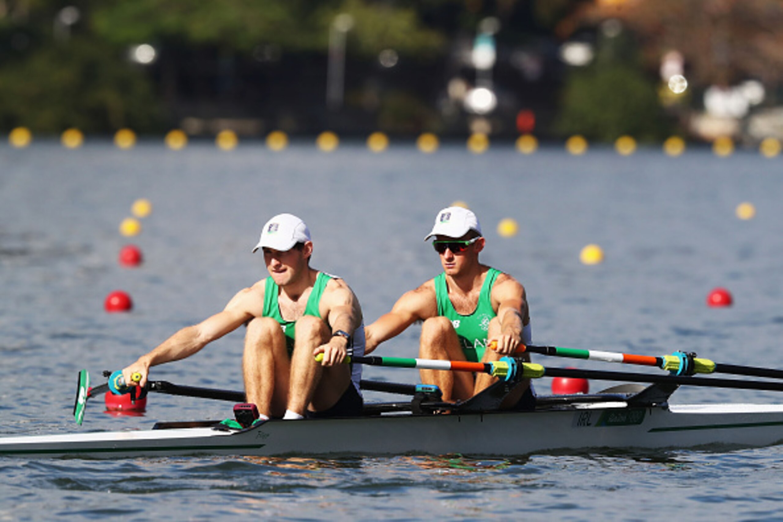 RIO DE JANEIRO, BRAZIL - AUGUST 11:  Gary O'Donovan and Paul O'Donovan of Ireland compete in the Lightweight Men's Double Sculls Semi Final on Day 6 of the 2016 Rio Olympics at Lagoa Stadium on August 11, 2016 in Rio de Janeiro, Brazil.  (Photo by Alexand