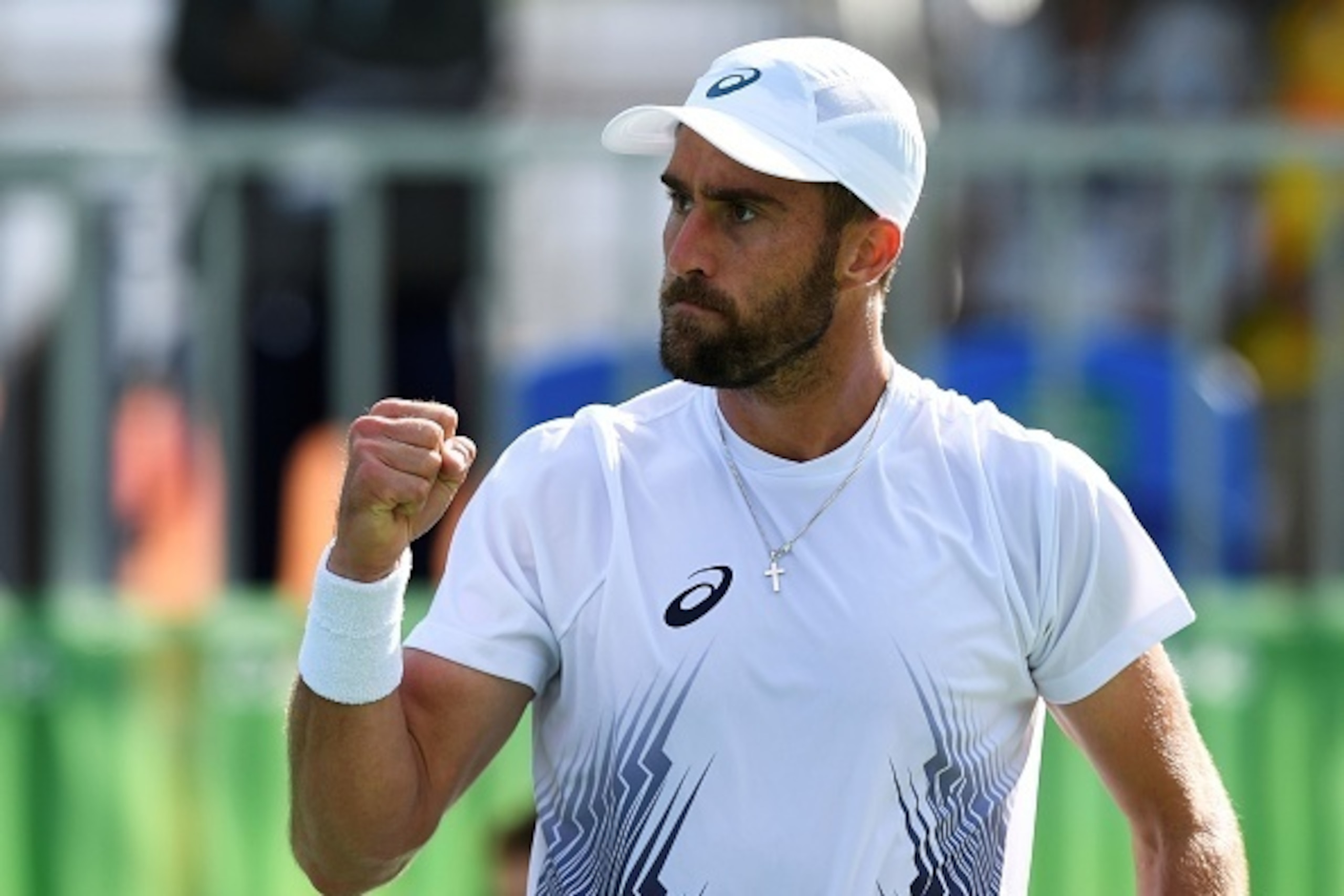 US player Steve Johnson reacts during his men's singles quarter-finals tennis match against Britain's Andy Murray at the Olympic Tennis Centre of the Rio 2016 Olympic Games in Rio de Janeiro on August 12, 2016. / AFP / Martin BERNETTI (Photo credit US player Steve Johnson reacts during his men's singles quarter-finals tennis match against Britain's Andy Murray at the Olympic Tennis Centre of the Rio 2016 Olympic Games in Rio de Janeiro on August 12, 2016. / AFP / Martin BERNETTI (Photo credit