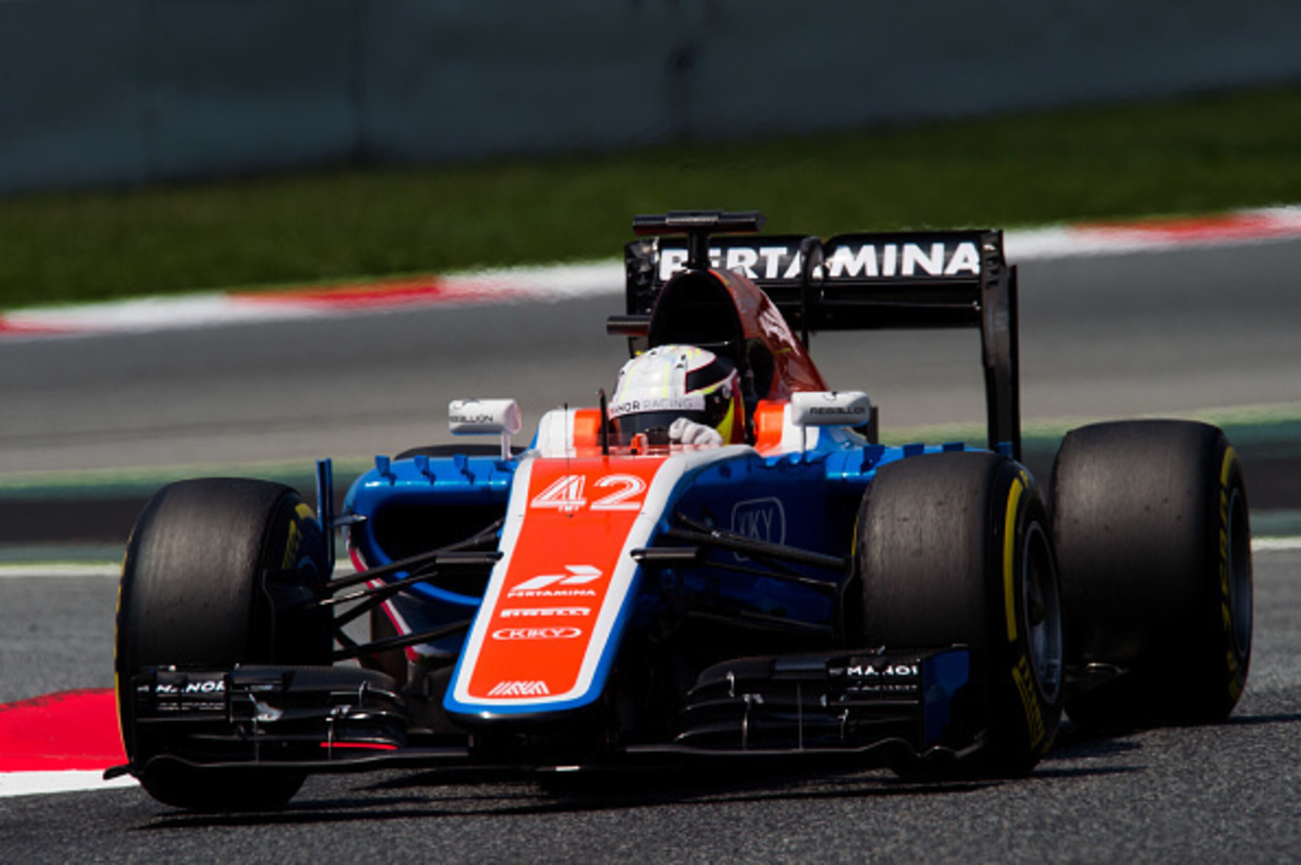 MONTMELO, SPAIN - MAY 18:  Jordan King of Great Britain drives the Manor Racing MRT-Mercedes MRT05 Mercedes PU106C Hybrid turbo during day two of F1 in-season tests at Circuit de Catalunya on May 18, 2016 in Montmelo, Spain.  (Photo by Alex Caparros/Getty