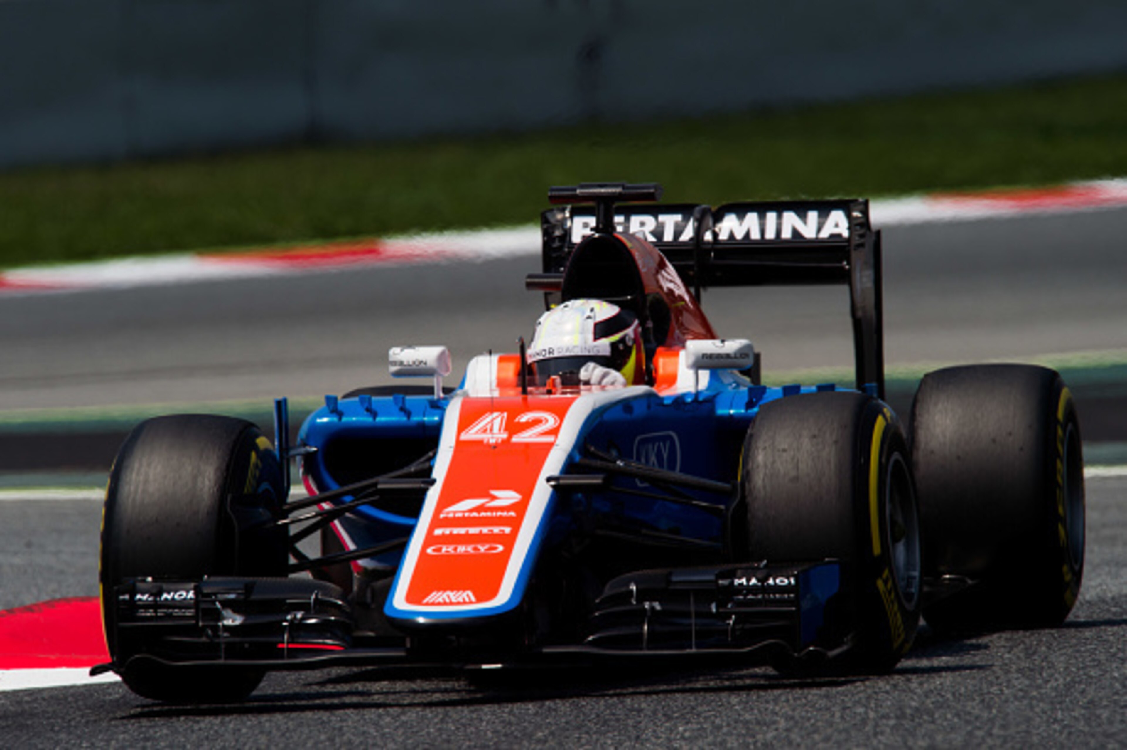 MONTMELO, SPAIN - MAY 18:  Jordan King of Great Britain drives the Manor Racing MRT-Mercedes MRT05 Mercedes PU106C Hybrid turbo during day two of F1 in-season tests at Circuit de Catalunya on May 18, 2016 in Montmelo, Spain.  (Photo by Alex Caparros/Getty