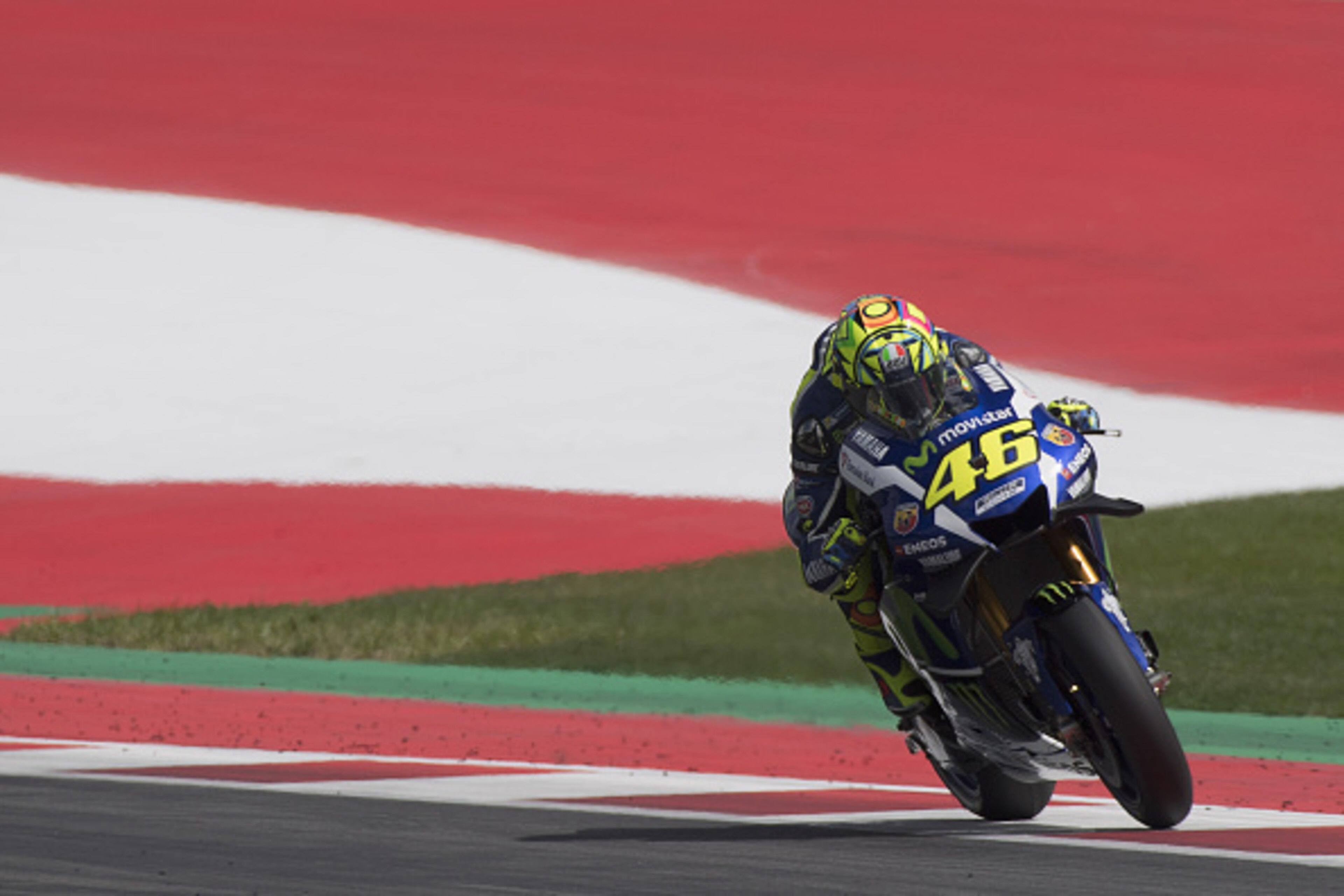 SPIELBERG, AUSTRIA - AUGUST 13: Valentino Rossi of Italy and Movistar Yamaha MotoGP heads down a straight during the MotoGp of Austria - Qualifying at Red Bull Ring on August 13, 2016 in Spielberg, Austria.  (Photo by Mirco Lazzari gp/Getty Images)