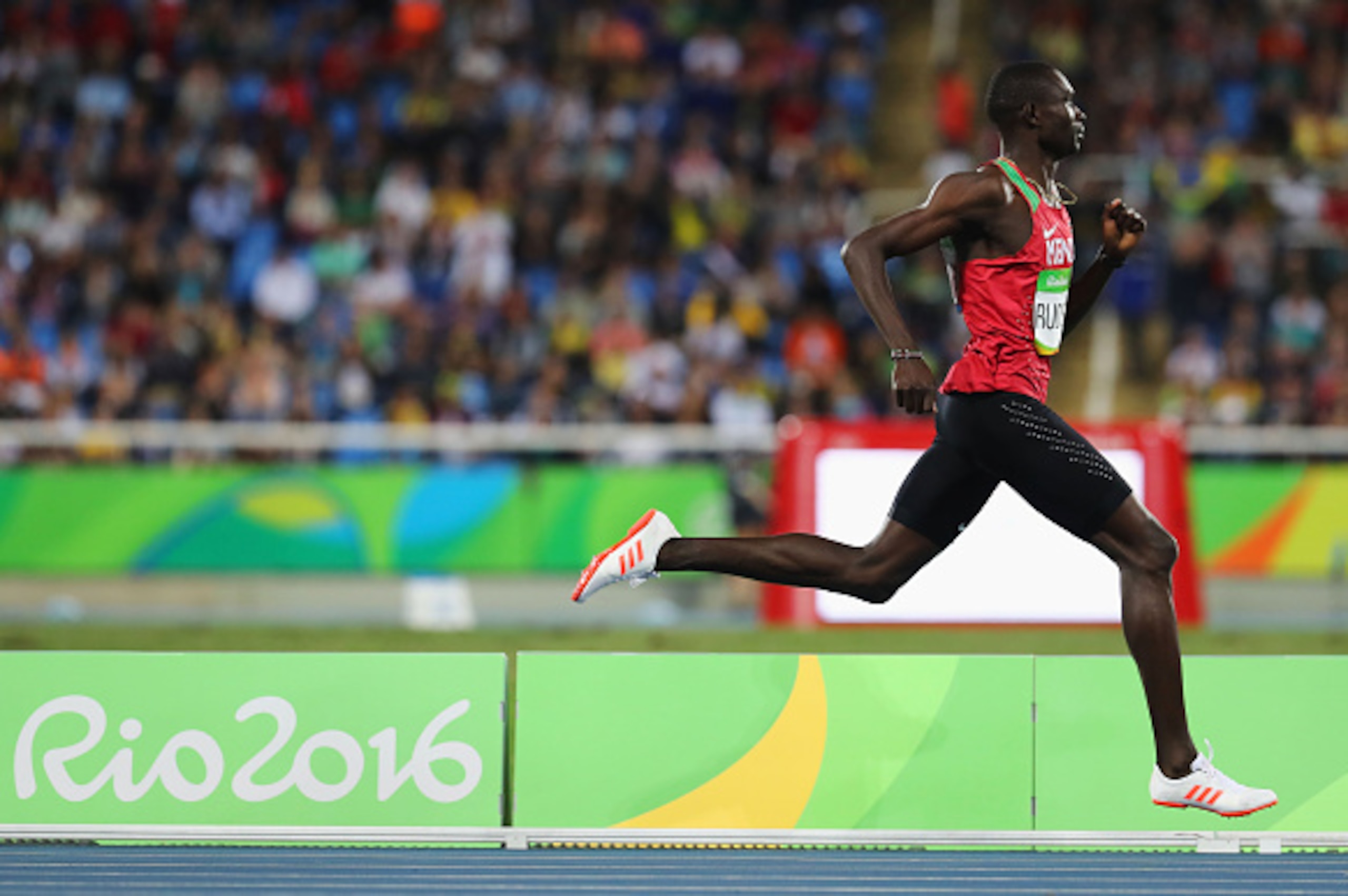 RIO DE JANEIRO, BRAZIL - AUGUST 13:  David Rudisha of Kenya competes in the Men's 800m Semi Final on Day 8 of the Rio 2016 Olympic Games at the Olympic Stadium on August 13, 2016 in Rio de Janeiro, Brazil.  (Photo by Buda Mendes/Getty Images)