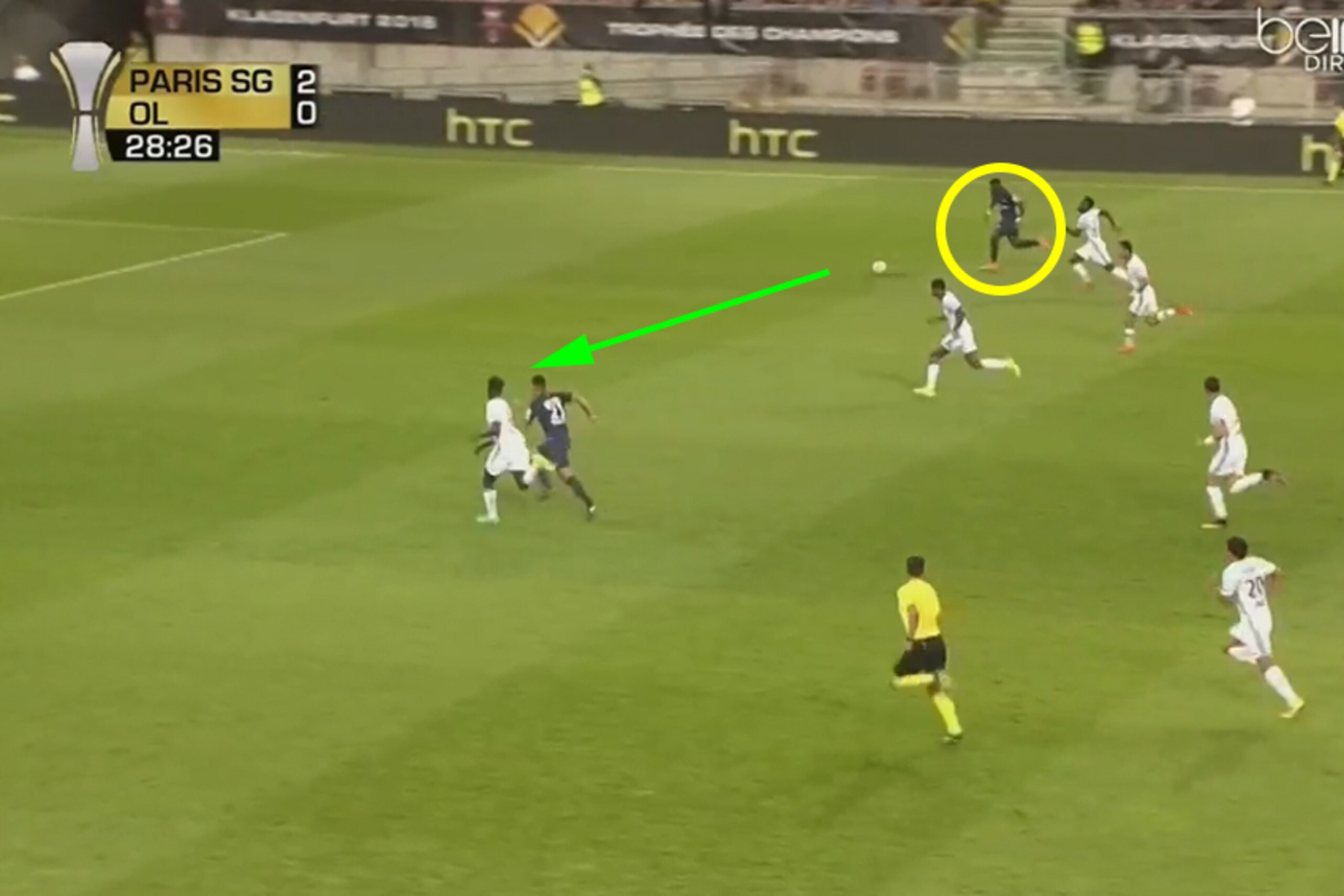 Lyon were ripped open but saved by a bad pass.