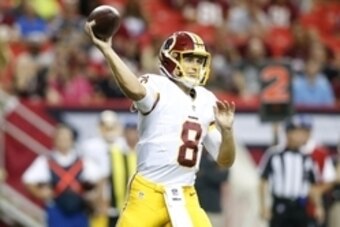 Aug 11, 2016; Atlanta, GA, USA; Washington Redskins quarterback Kirk Cousins (8) throws a pass against the Atlanta Falcons in the first quarter at the Georgia Dome. Mandatory Credit: Brett Davis-USA TODAY Sports