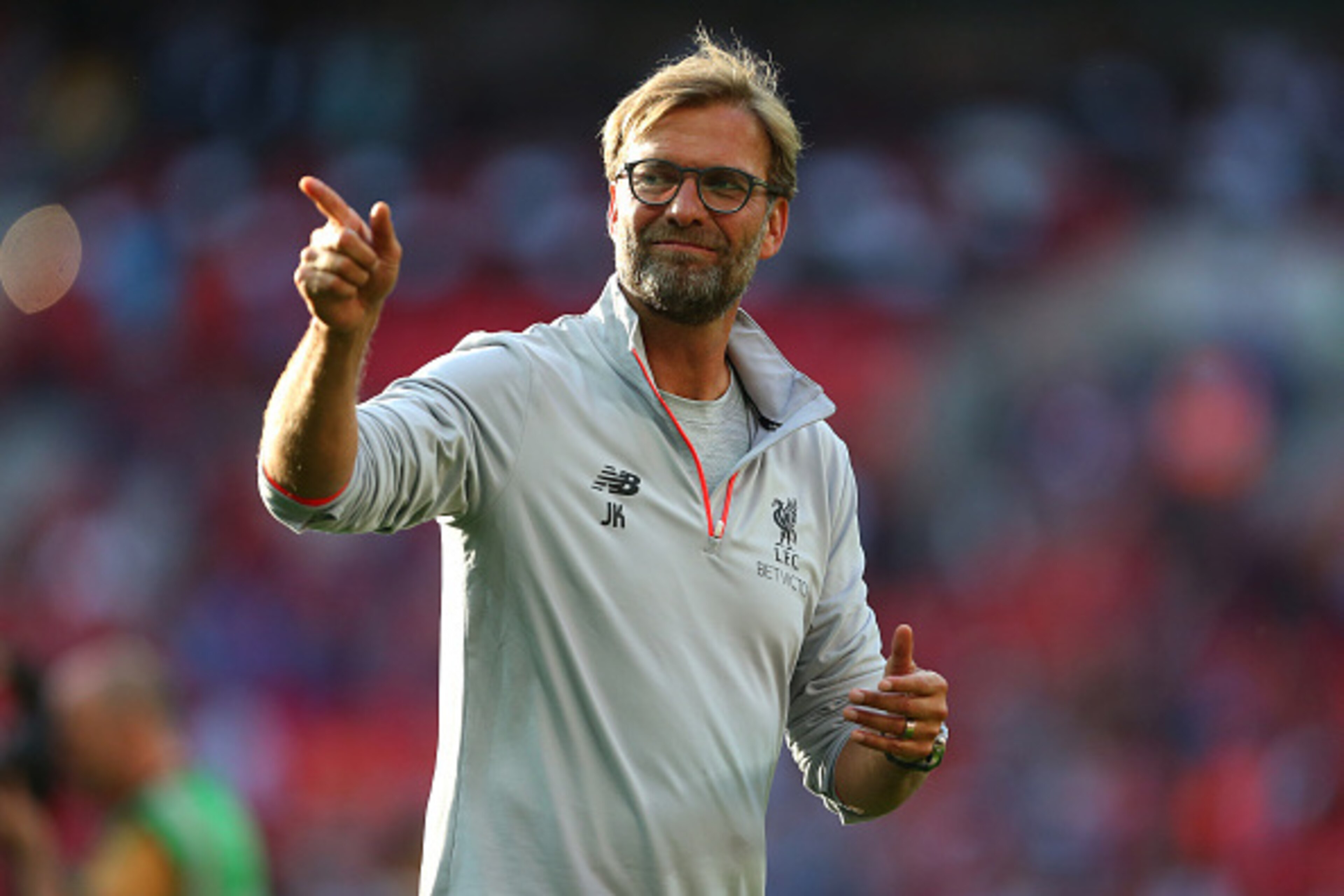LONDON, ENGLAND - AUGUST 06: Jurgen Klopp manager of Liverpool during the International Champions Cup 2016 match between Liverpool and Barcelona at Wembley Stadium on August 6, 2016 in London, England. (Photo by Catherine Ivill - AMA/Getty Images)