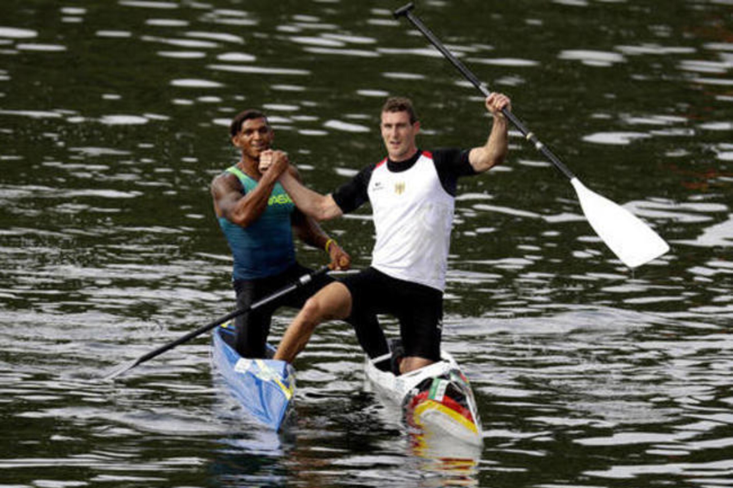 Brendel and dos Santos couldn't be separated for most of the race.
