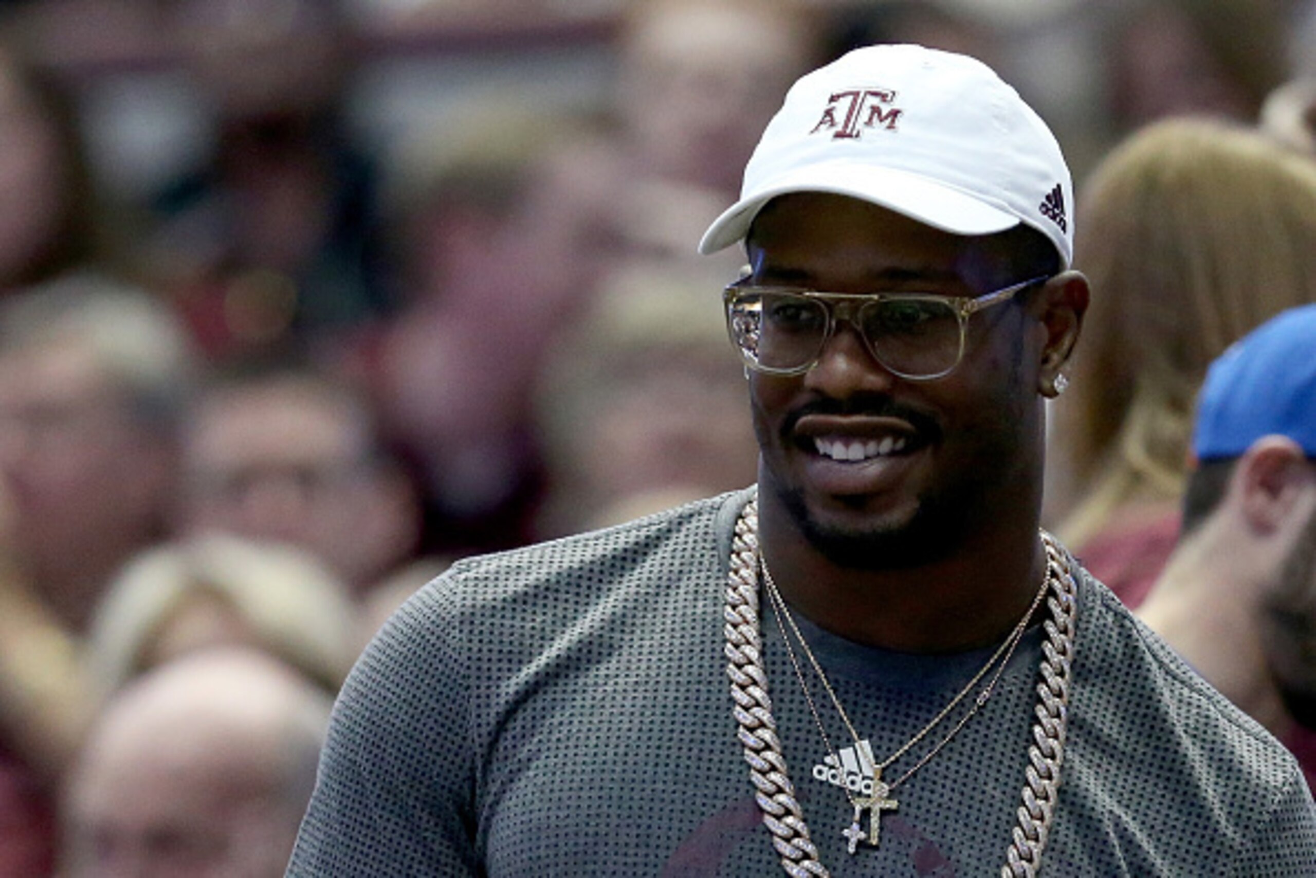 ANAHEIM, CA - MARCH 24:  Von Miller of the Denver Broncos watches the Texas A&M Aggies take on the Oklahoma Sooners in the 2016 NCAA Men's Basketball Tournament West Regional at the Honda Center on March 24, 2016 in Anaheim, California.  (Photo by Sean M.