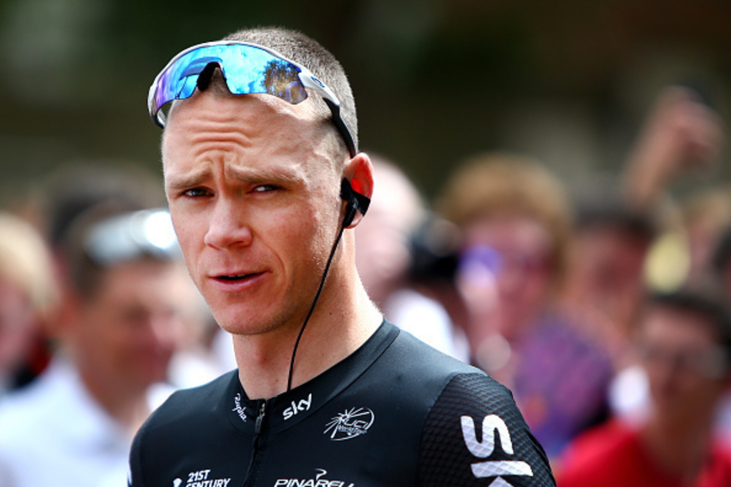LONDON, ENGLAND - JULY 31: Chris Froome of Team Sky chats to television during the Prudential RideLondon Surry Classic on July 31, 2016 in London, England. (Photo by Charlie Crowhurst/Getty Images)