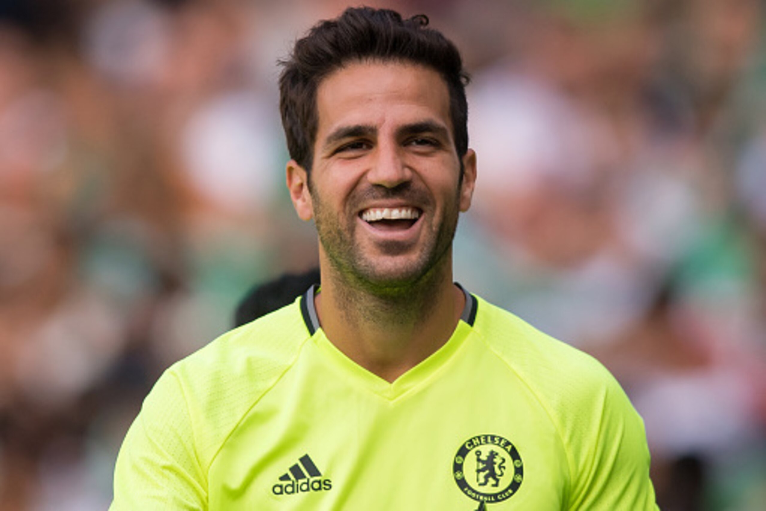 BREMEN, GERMANY - AUGUST 07:  Cesc Fabregas of Chelsea smiles prior to the pre-season friendly match between Werder Bremen and FC Chelsea at Weserstadion on August 7, 2016 in Bremen, Germany.  (Photo by Boris Streubel/Getty Images)