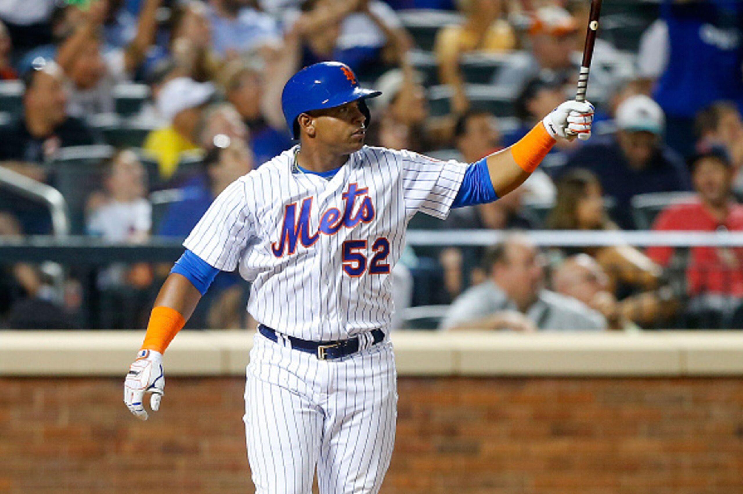 NEW YORK, NY - JULY 27:  Yoenis Cespedes #52 of the New York Mets in action against the St. Louis Cardinals at Citi Field on July 27, 2016 in the Flushing neighborhood of the Queens borough of New York City. The Cardinals defeated the Mets 5-4.  (Photo by