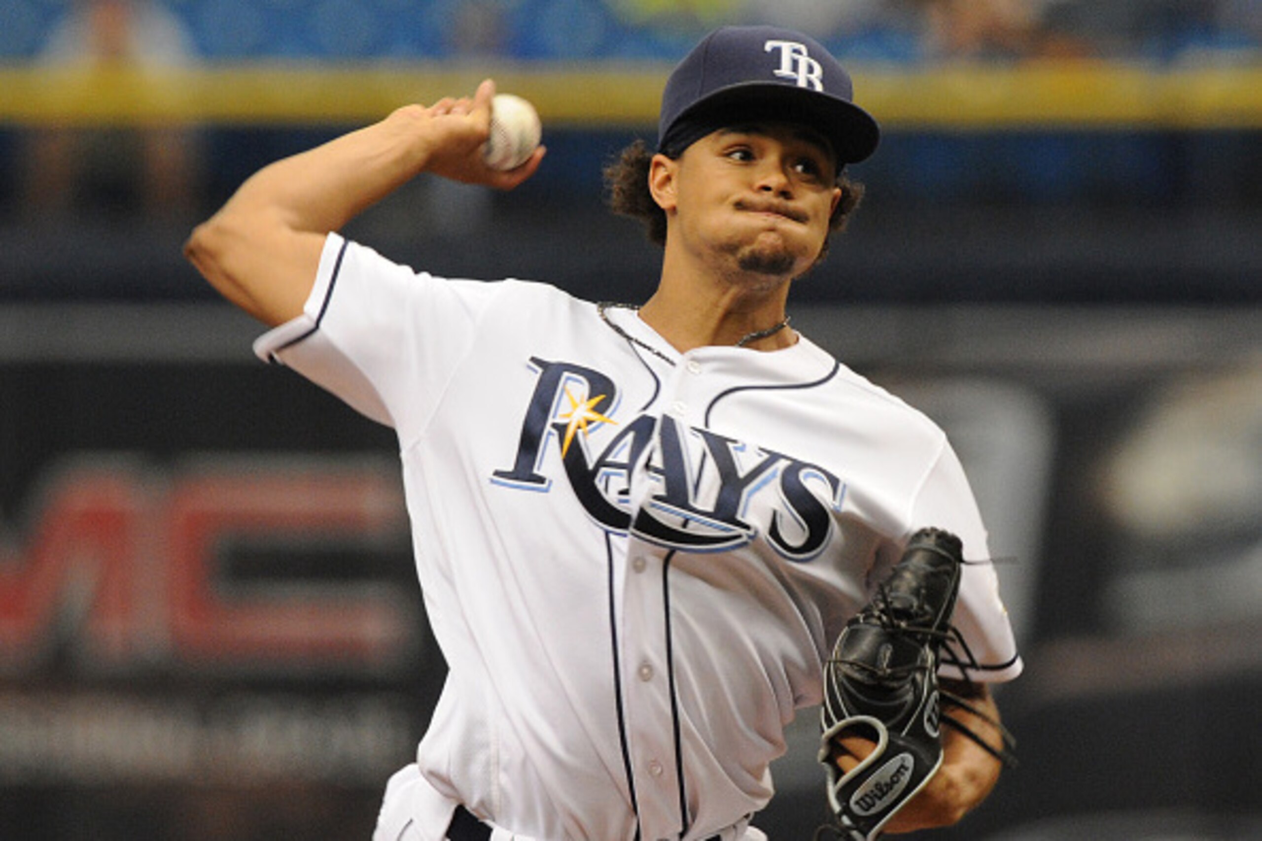 ST. PETERSBURG, FL - AUGUST 17: Chris Archer #22 of the Tampa Bay Rays pitches against the San Diego Padres in the first inning on August 17, 2016 at Tropicana Field in St. Petersburg, Florida. (Photo by Cliff McBride/Getty Images)