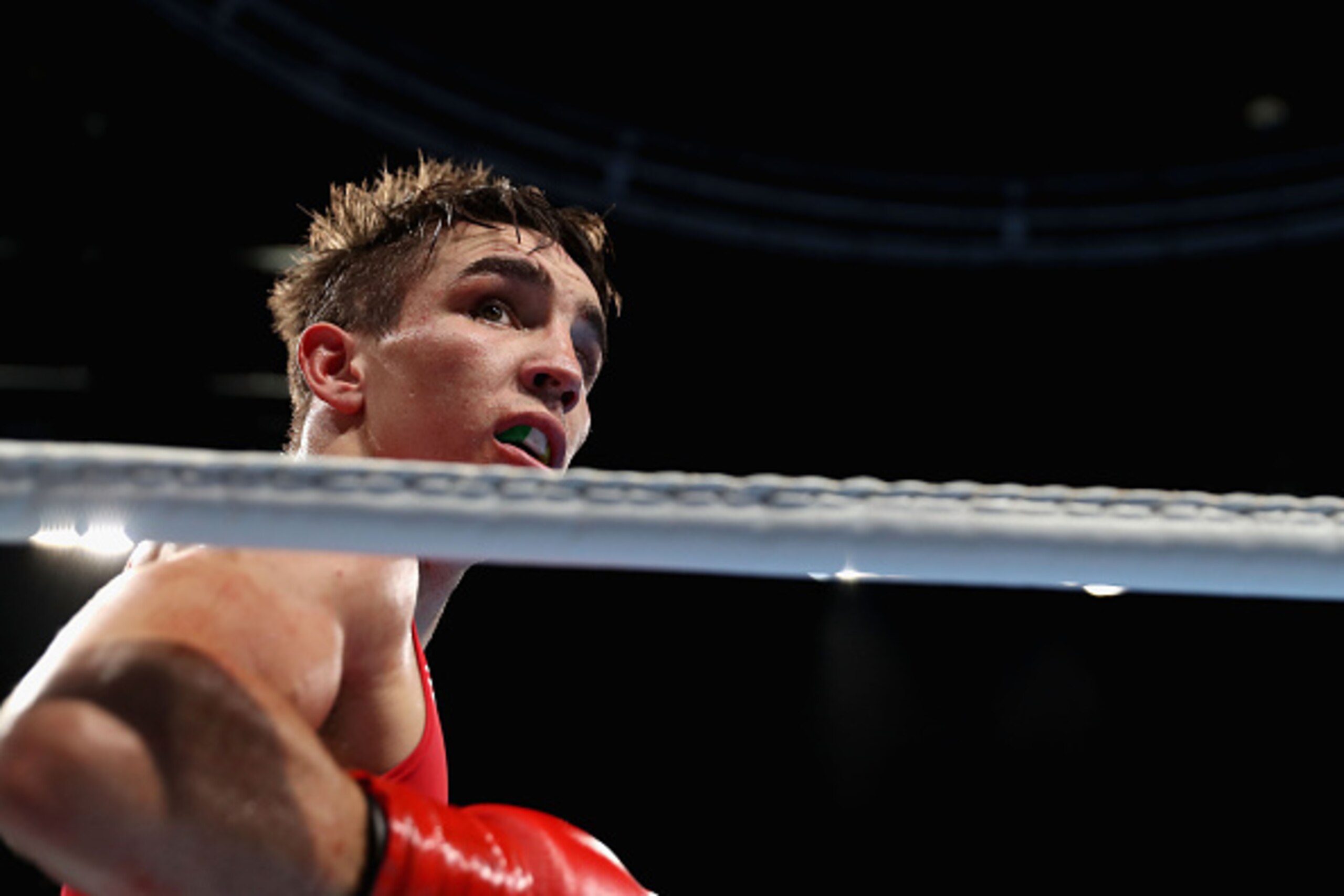 RIO DE JANEIRO, BRAZIL - AUGUST 16:  Michael John Conlan of Ireland during his fight with Vladimir Nikitin (not pictured) of Russia in the boxing  Men's Bantam (56kg) Quarterfinal 1 on Day 11 of the Rio 2016 Olympic Games at Riocentro on August 16, 2016 i