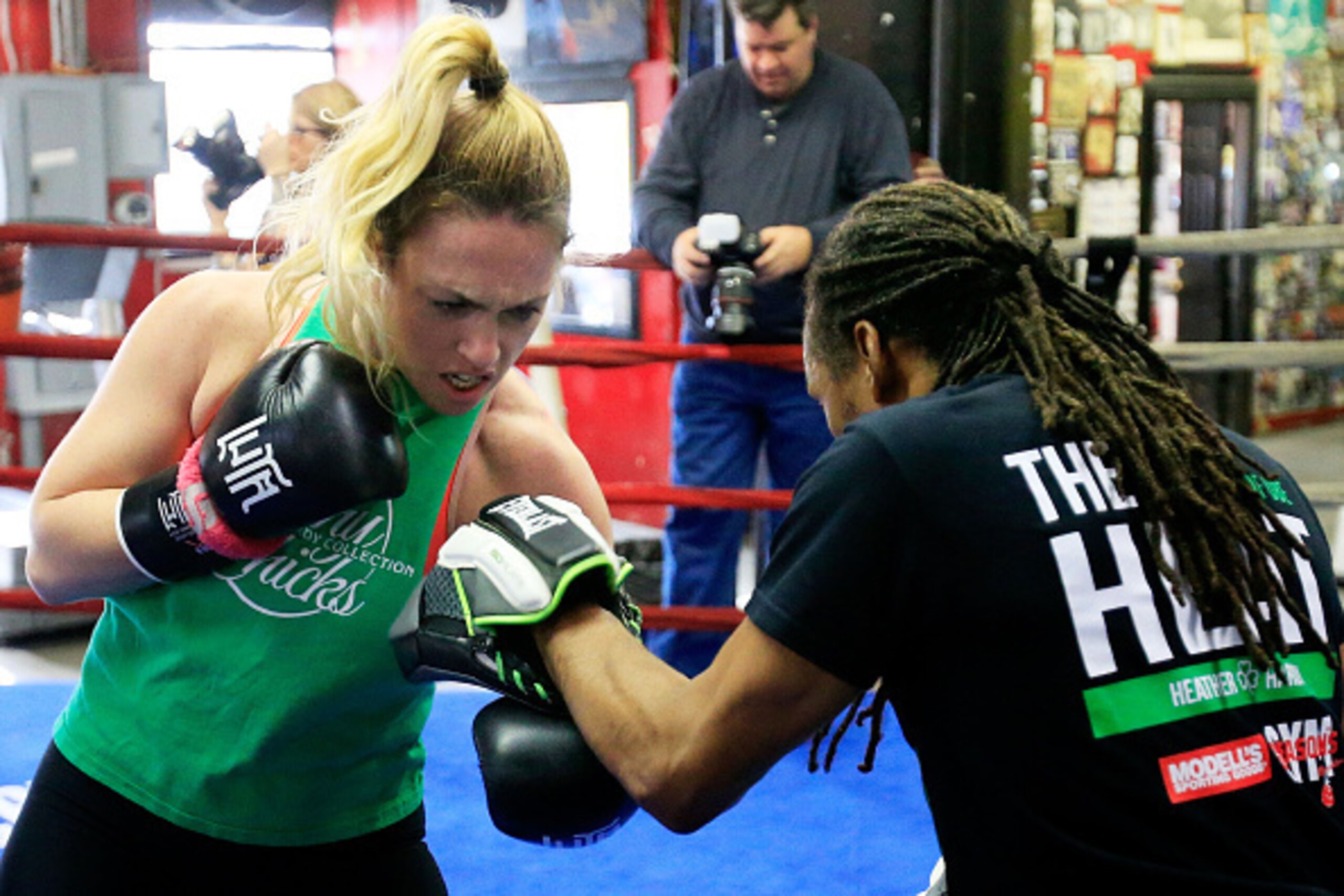NEW YORK, NY - NOVEMBER 17:  Undefeated Brooklyn-native Heather 'The Heat' Hardy works out at Gleason's Gym on November 17, 2015 in the Brooklyn borough of New York City. Hardy is scheduled to fight on December 5th ath the Barclays Center.  (Photo by Clif