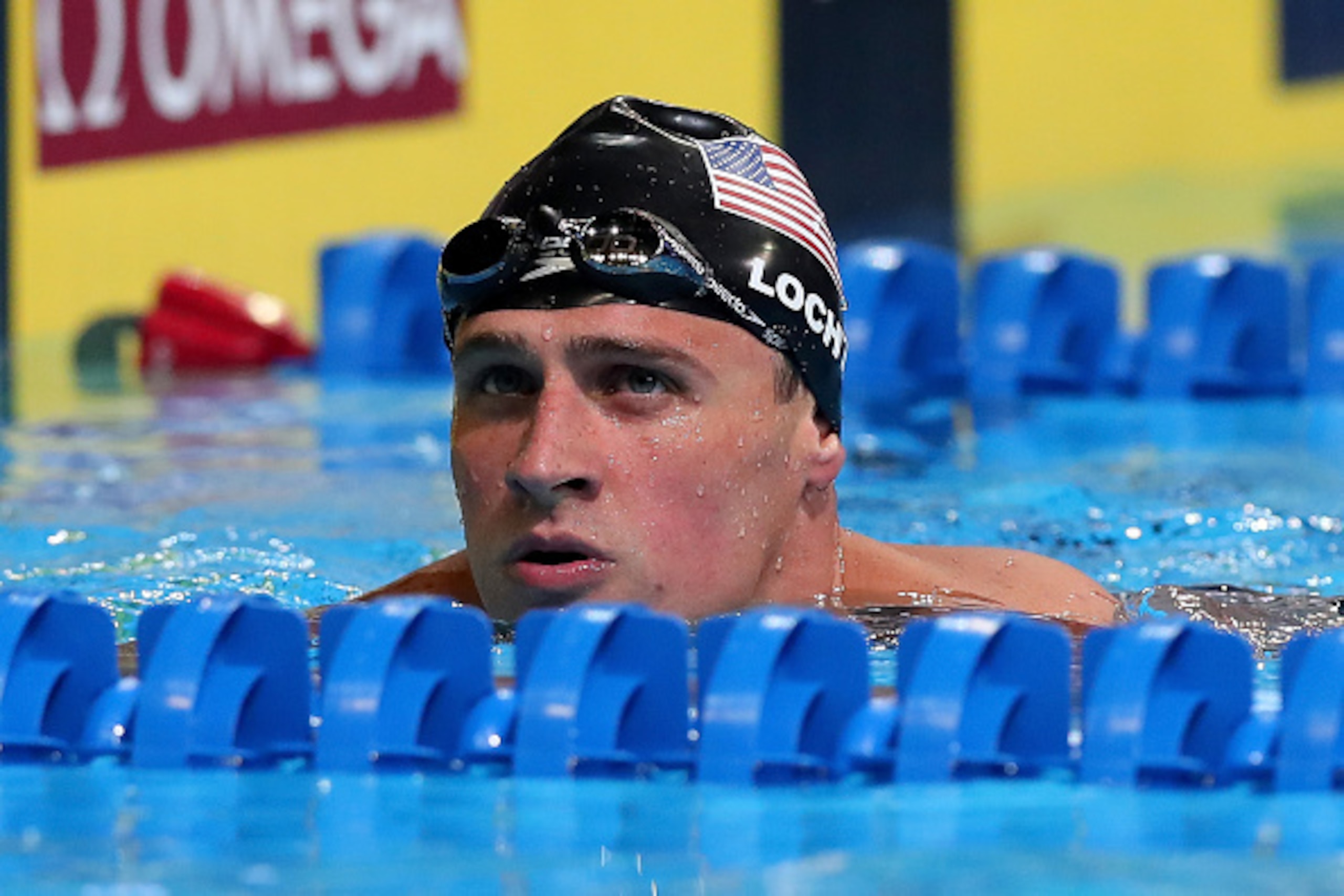 OMAHA, NE - JULY 01:  Ryan Lochte of the United States reacts after the final heat for the Men's 200 Meter Individual Medley during Day Six of the 2016 U.S. Olympic Team Swimming Trials at CenturyLink Center on July 1, 2016 in Omaha, Nebraska.  (Photo by 