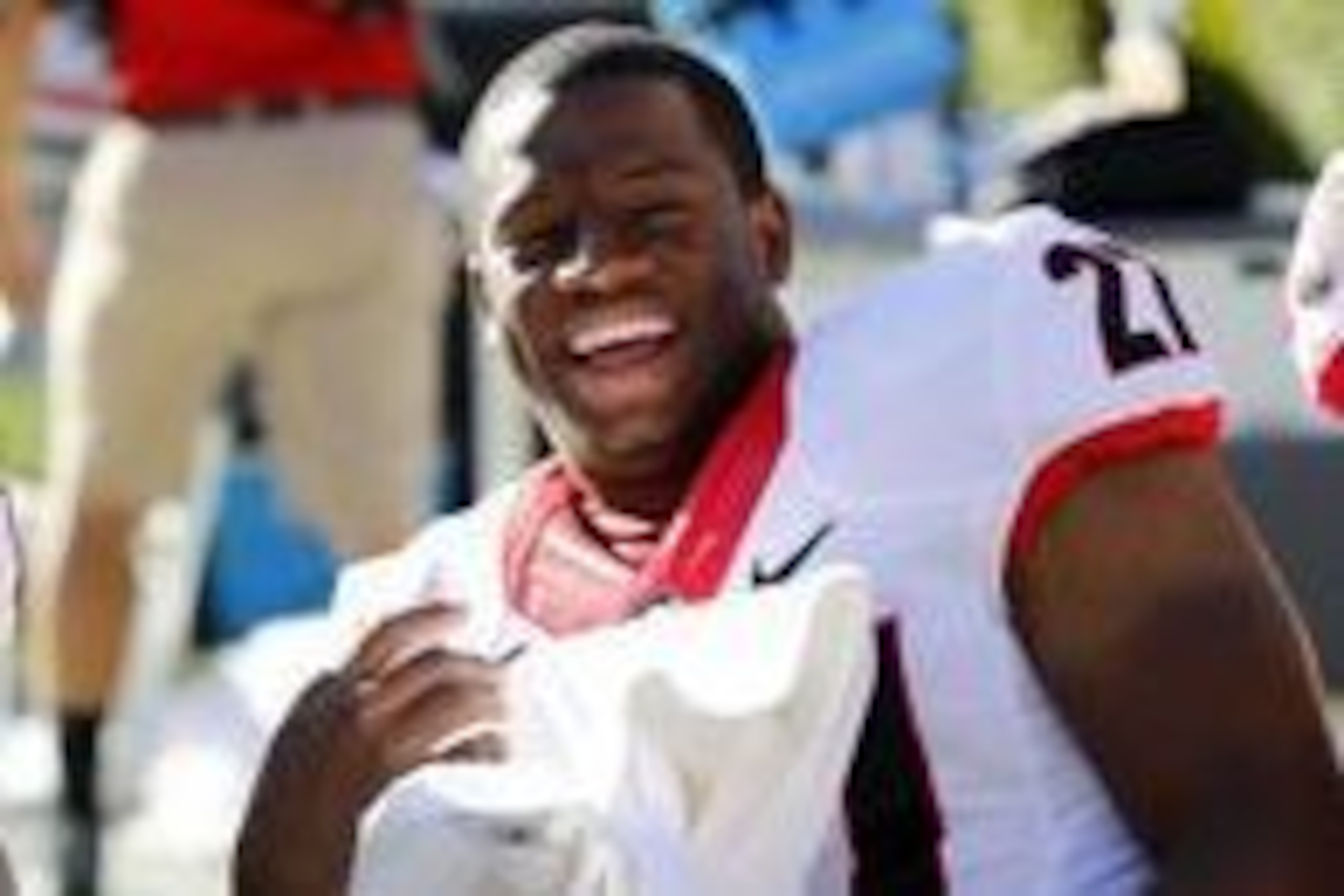 Apr 16, 2016; Athens, GA, USA; Georgia Bulldogs running back Nick Chubb (27) laughs on the sideline during the second half of the spring game at Sanford Stadium. The Black team defeated the Red team 34-14. Mandatory Credit: Brett Davis-USA TODAY Sports