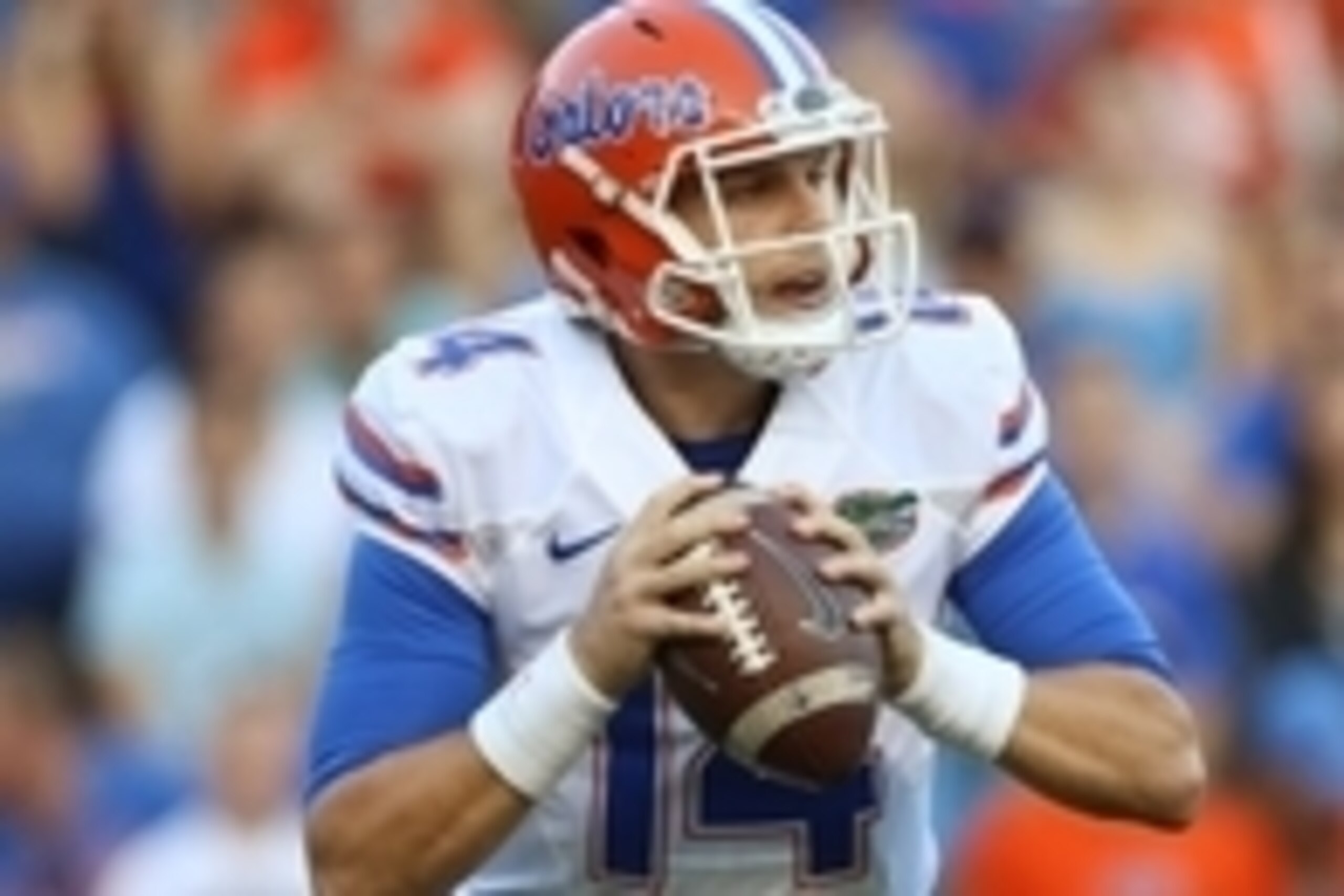 Apr 8, 2016; Gainesville, FL, USA; Florida Gators quarterback Luke Del Rio (14) looks to pass in the first quarter of the Orange and Blue at Ben Hill Griffin Stadium. Mandatory Credit: Logan Bowles-USA TODAY Sports Apr 8, 2016; Gainesville, FL, USA; Florida Gators quarterback Luke Del Rio (14) looks to pass in the first quarter of the Orange and Blue at Ben Hill Griffin Stadium. Mandatory Credit: Logan Bowles-USA TODAY Sports