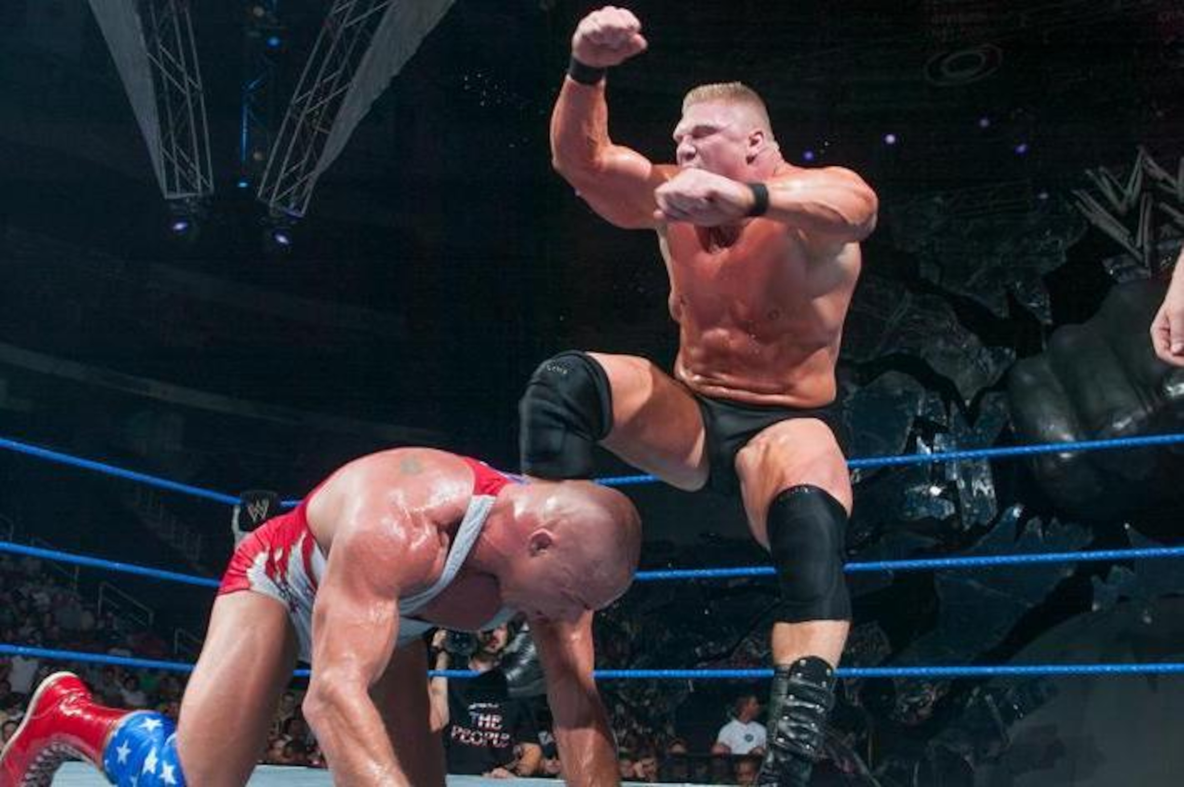 Brock Lesnar and Kurt Angle clash on SmackDown.