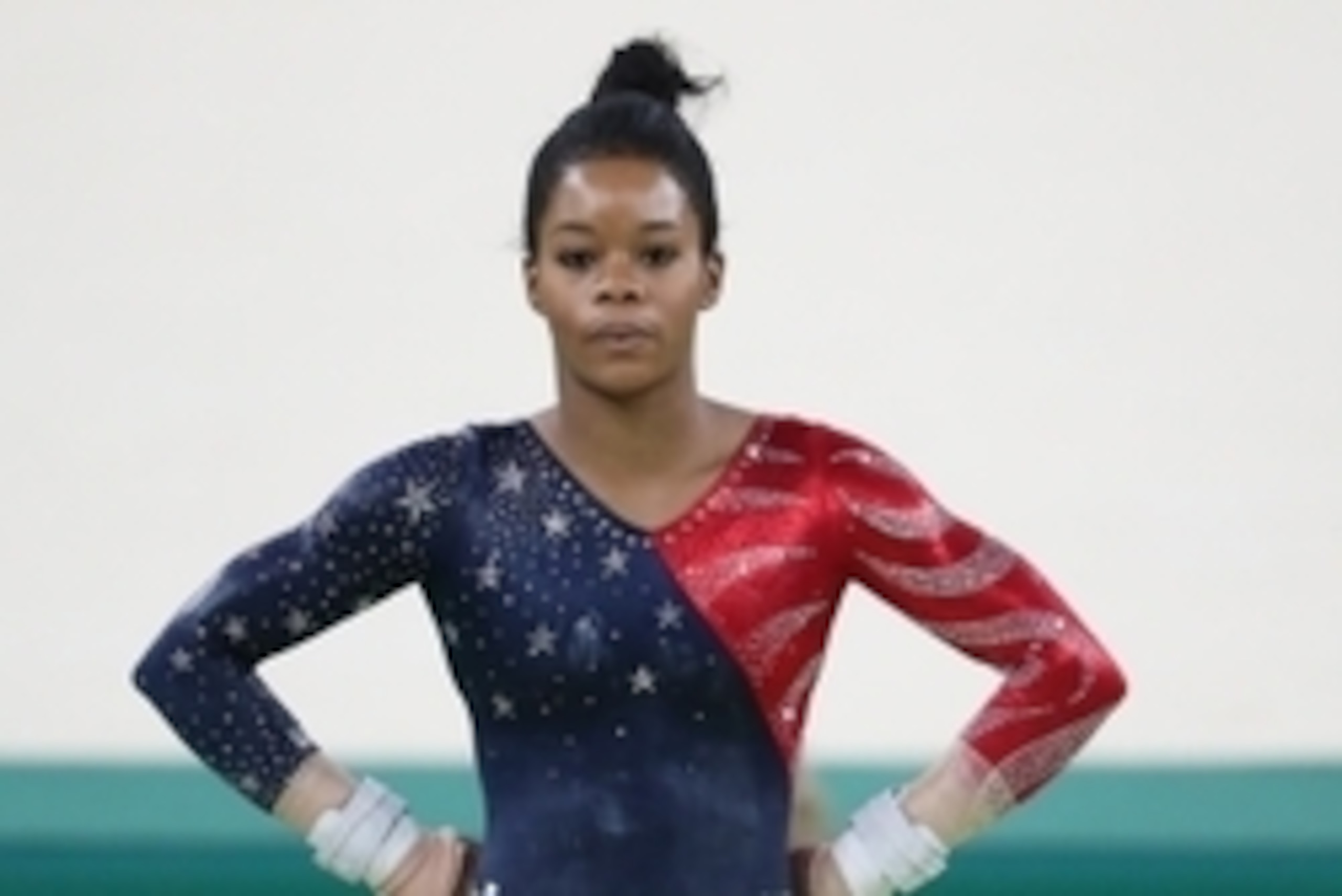 Aug 7, 2016; Rio de Janeiro, Brazil; Gabby Douglas (USA) on the uneven bars during women's gymnastic qualifications in the Rio 2016 Summer Olympic Games at Rio Olympic Arena. Mandatory Credit: Geoff Burke-USA TODAY Sports