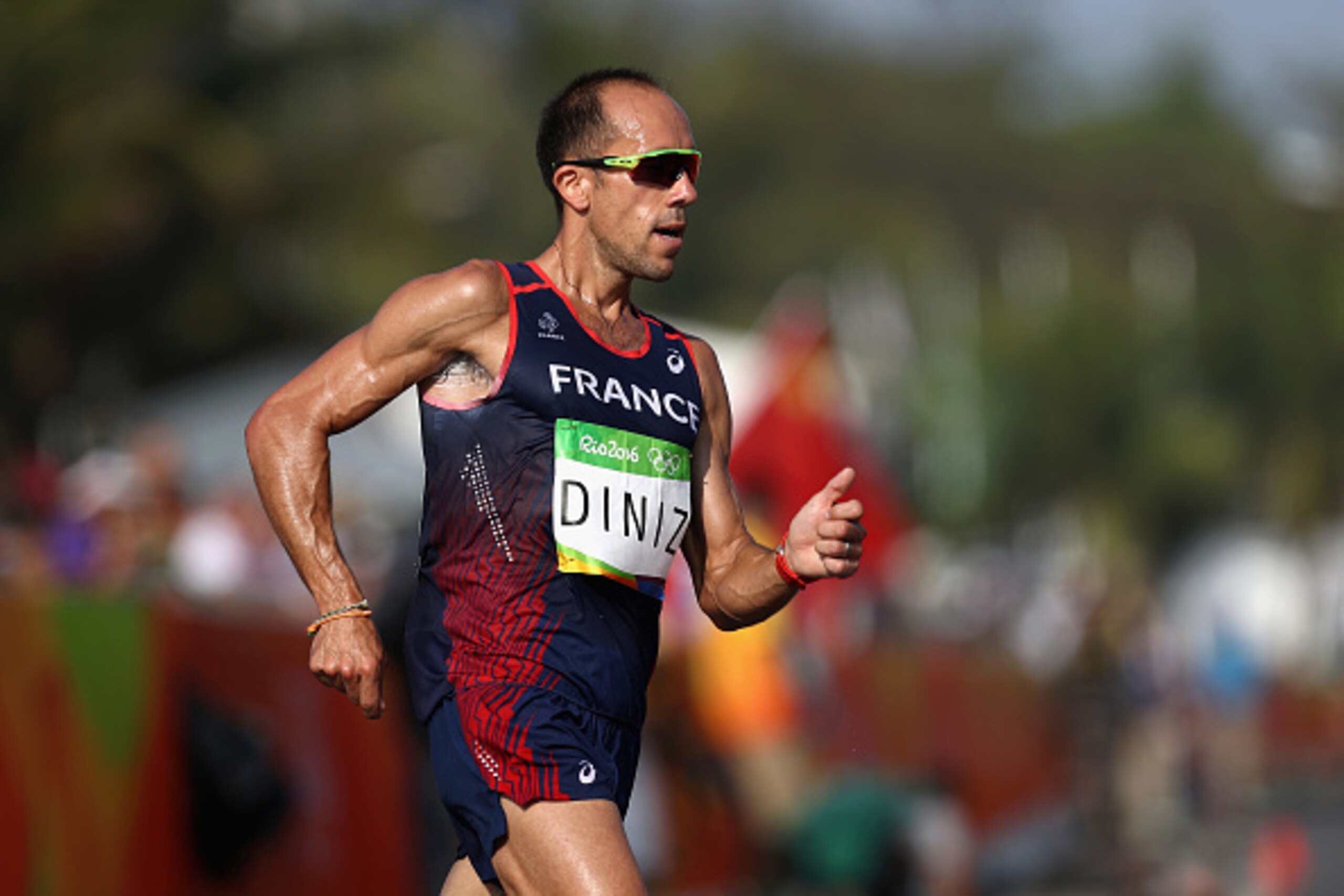 RIO DE JANEIRO, BRAZIL - AUGUST 19:  Yohann Diniz of France competes in the Men's 50km Race Walk on Day 14 of the Rio 2016 Olympic Games at Pontal on August 19, 2016 in Rio de Janeiro, Brazil.  (Photo by Bryn Lennon/Getty Images)