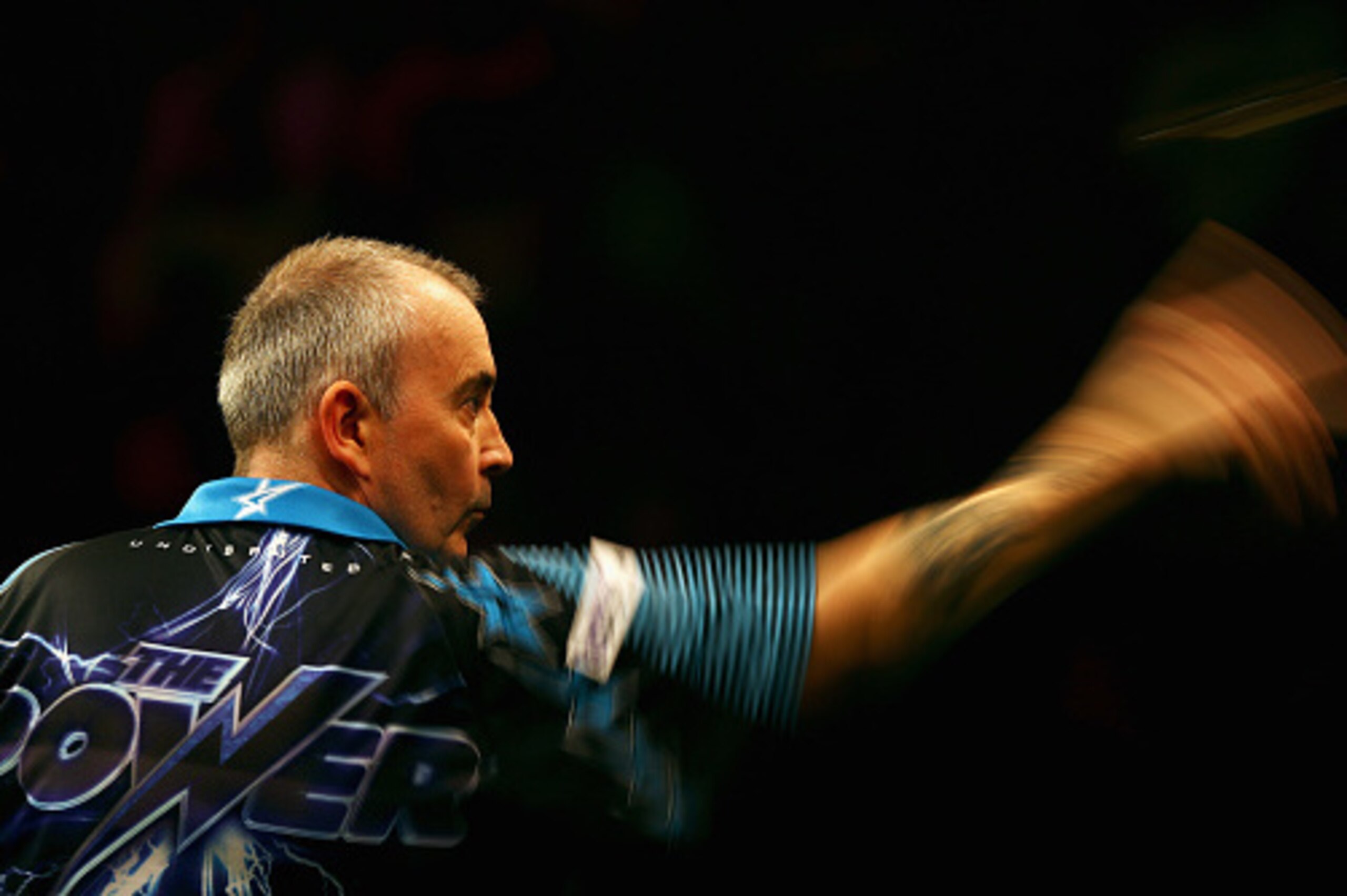 ROTTERDAM, NETHERLANDS - MAY 12:  Phil 'The Power' Taylor of England plays a shot in his match against Michael van Gerwen of the Netherlands during the Darts Betway Premier League Night 15 at Rotterdam Ahoy on May 12, 2016 in Rotterdam, .  (Photo by Dean 