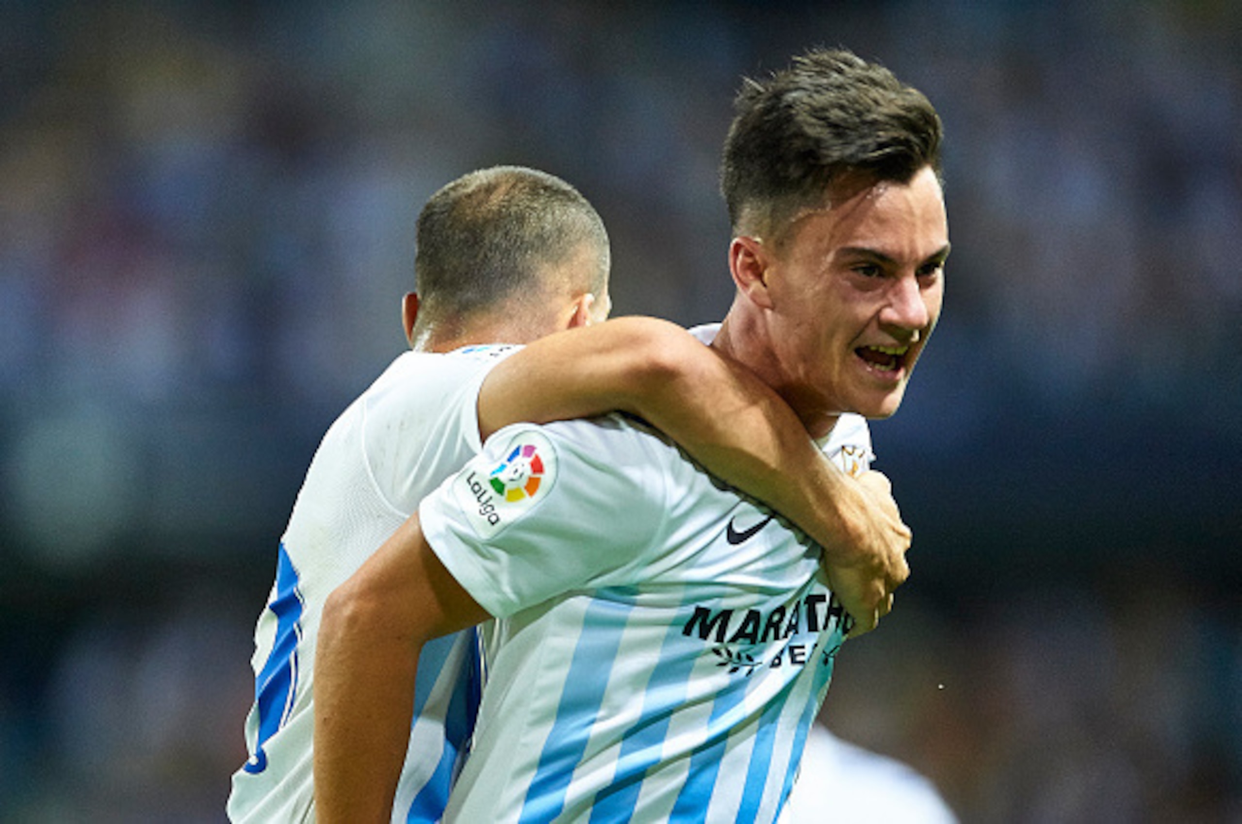 MALAGA, SPAIN - AUGUST 19:  Juan Pablo Anor 'Juanpi' of Malaga CF celebrates after scoring during the La Liga match between Malaga CF vs CA Osasuna at Estadio La Rosaleda on August 19, 2016 in Malaga, Spain.  (Photo by Aitor Alcalde Colomer/Getty Images)
