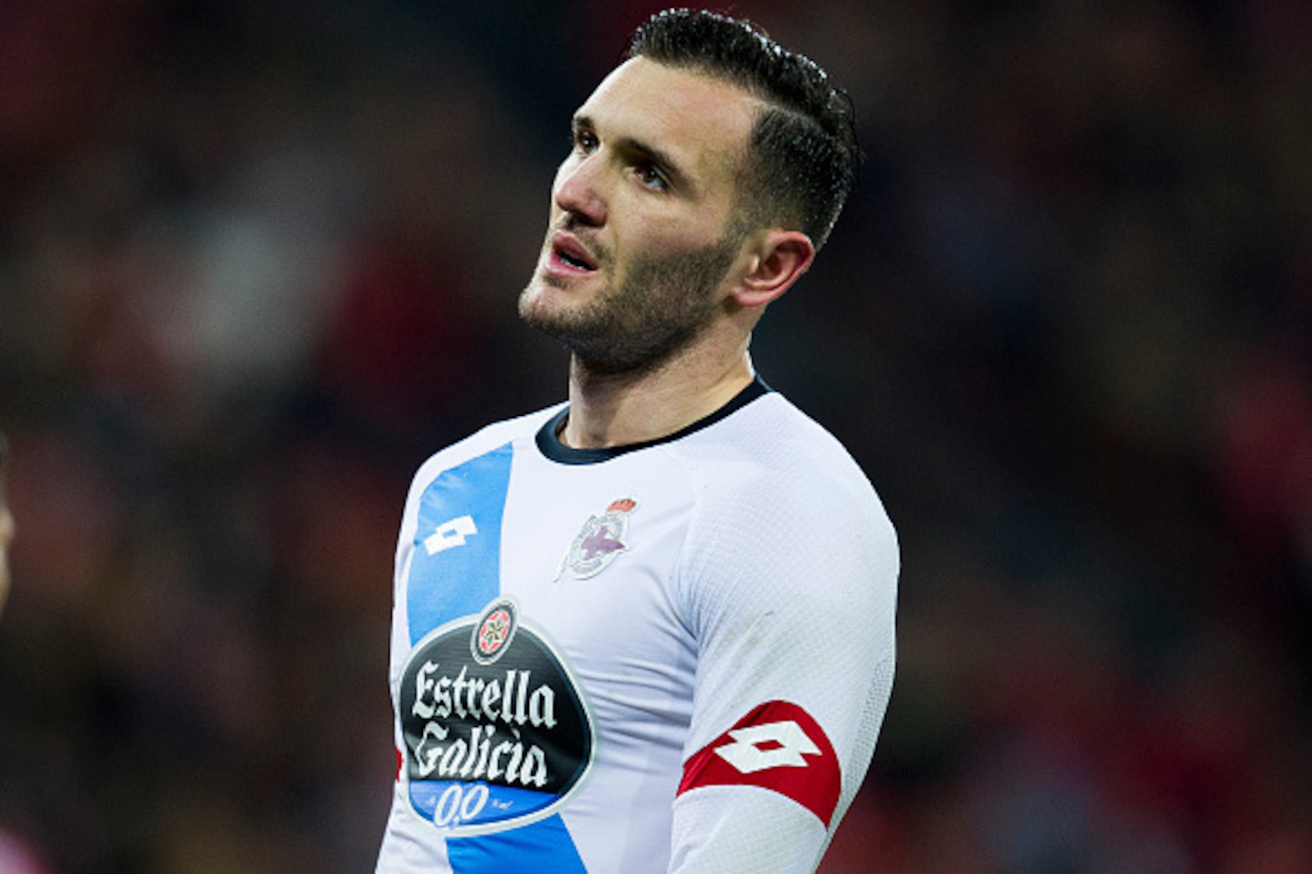 BILBAO, SPAIN - MARCH 02:  Lucas Perez of Deportivo La Coruna reacts during the La Liga match between Athletic Club Bilbao and RC Deportivo La Coruna at San Mames Stadium on March 2, 2016 in Bilbao, Spain.  (Photo by Juan Manuel Serrano Arce/Getty Images)