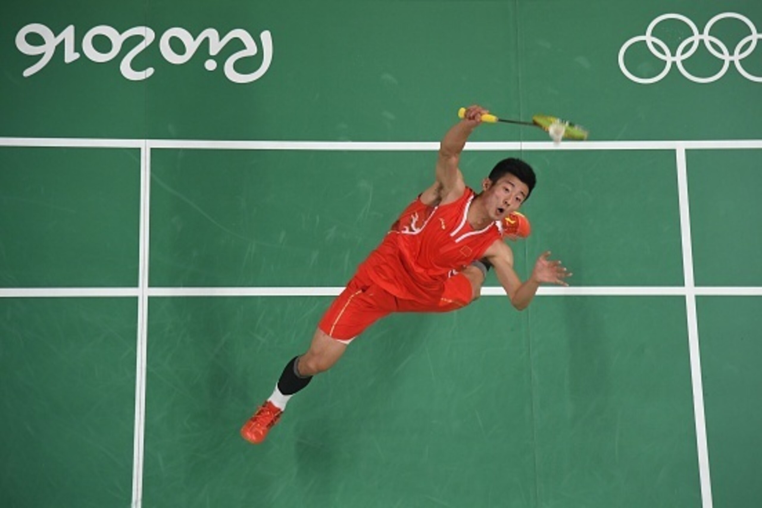 An overview shows China's Chen Long return against Malaysia's Lee Chong Wei in their men's singles Gold Medal badminton match at the Riocentro stadium in Rio de Janeiro on August 20, 2016, for the Rio 2016 Olympic Games.
China's Chen Long won the match. /