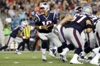 Aug 18, 2016; Foxborough, MA, USA; New England Patriots quarterback Jimmy Garoppolo (10) takes the snap against the Chicago Bears in the first quarter at Gillette Stadium. Mandatory Credit: David Butler II-USA TODAY Sports