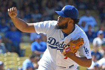LOS ANGELES, CA - AUGUST 10:  Kenley Jansen #74 of the Los Angeles Dodgers in the ninth inning against the Philadelphia Phillies at Dodger Stadium on August 10,  2016 in Los Angeles, California. Phillies won 6-2. (Photo by Jayne Kamin-Oncea/Getty Images)