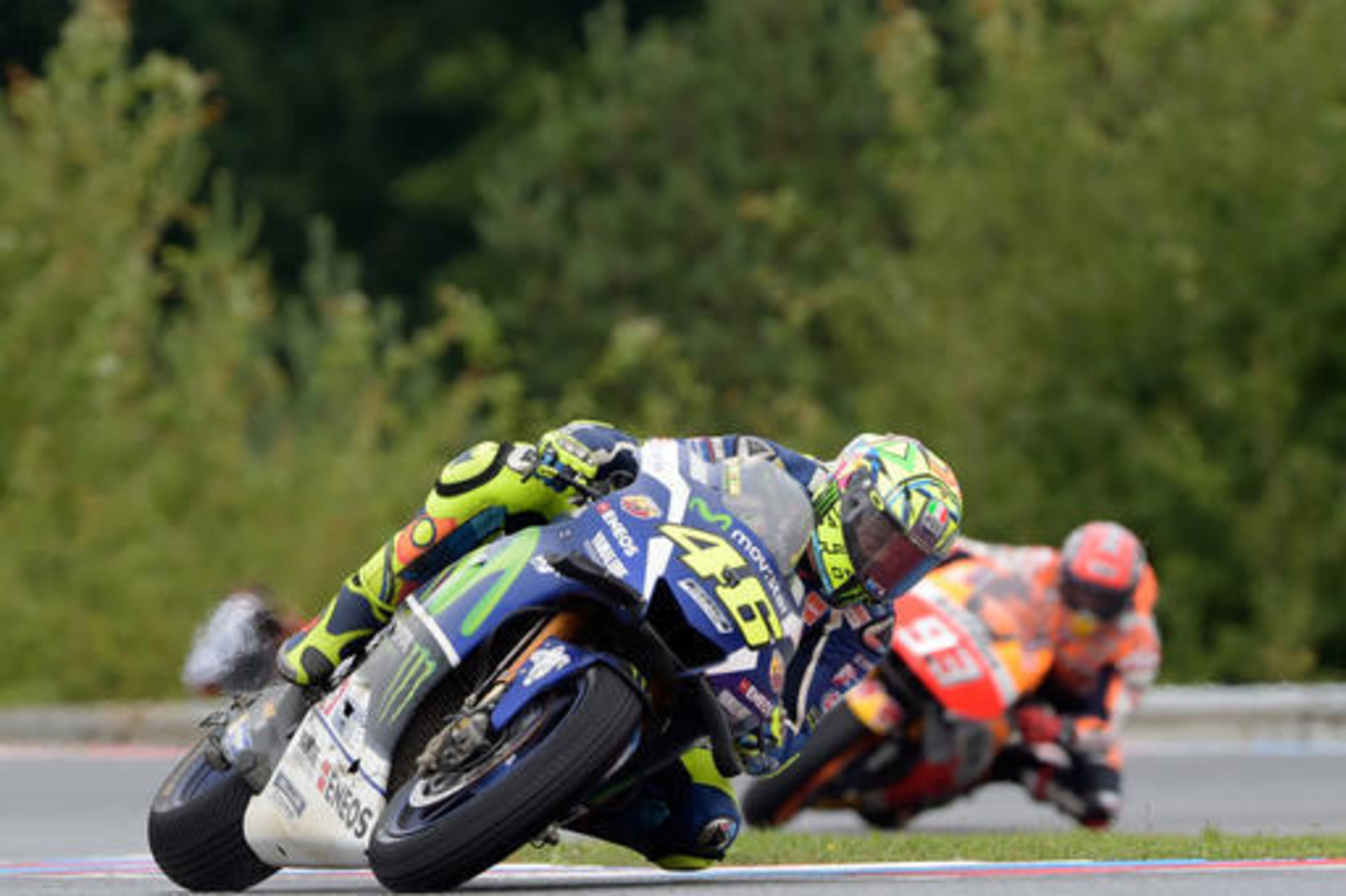 Rossi came through to secure second place late on.