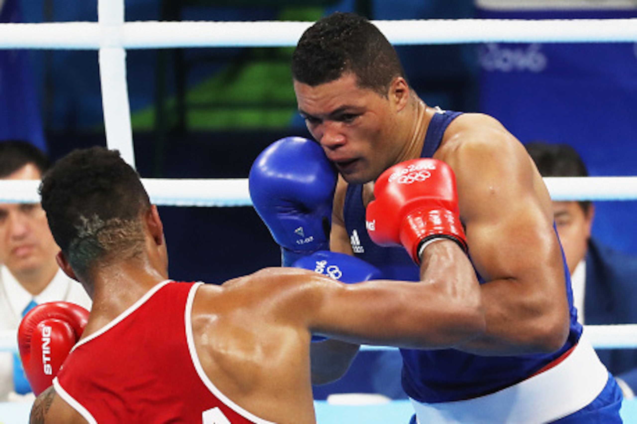 RIO DE JANEIRO, BRAZIL - AUGUST 21:  Tony Victor James Yoka of France and Joe Joyce of Great Britain compete during the Men's Super Heavy (+91kg) Final Bout on Day 16 of the Rio 2016 Olympic Games at Riocentro - Pavilion 6 on August 21, 2016 in Rio de Jan