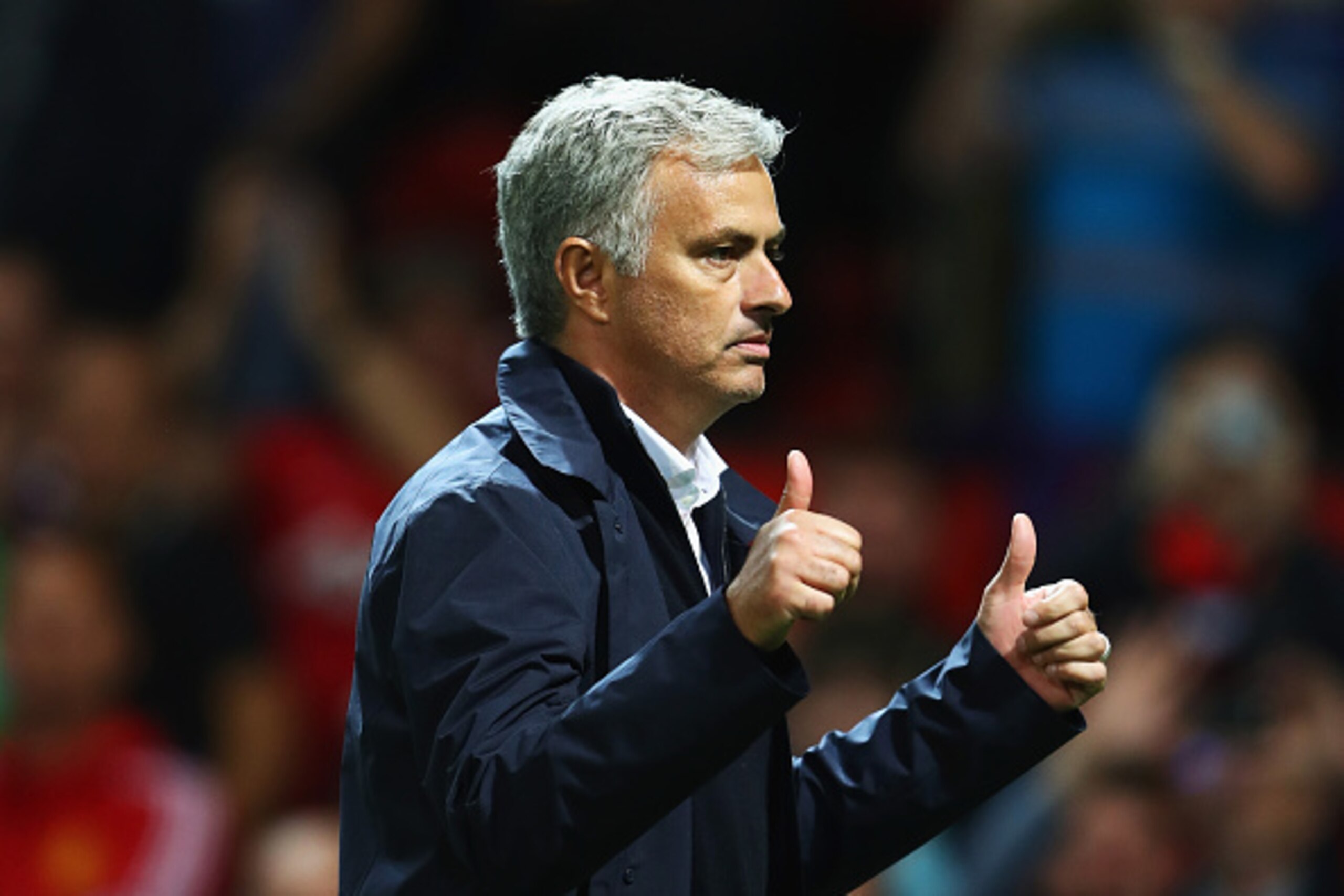 MANCHESTER, ENGLAND - AUGUST 19:  Jose Mourinho, Manager of Manchester United gives the thumbs up after the Premier League match between Manchester United and Southampton at Old Trafford on August 19, 2016 in Manchester, England.  (Photo by Michael Steele
