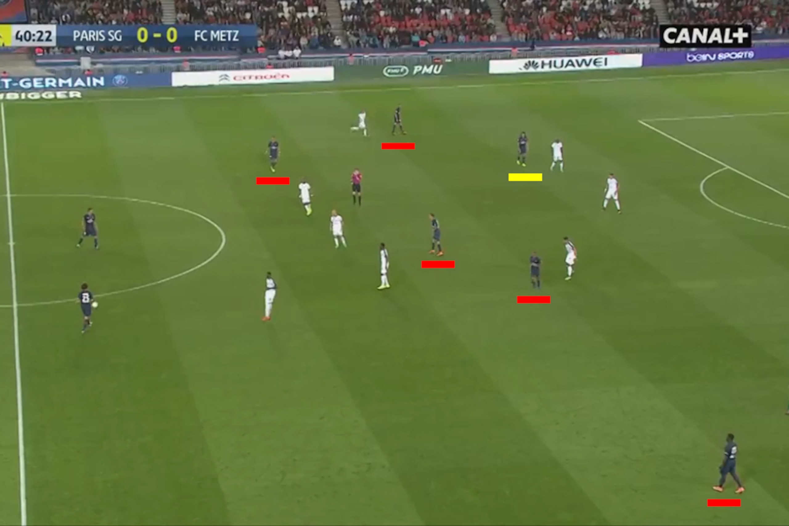 PSG playing 2-2-5-1 when on the ball.