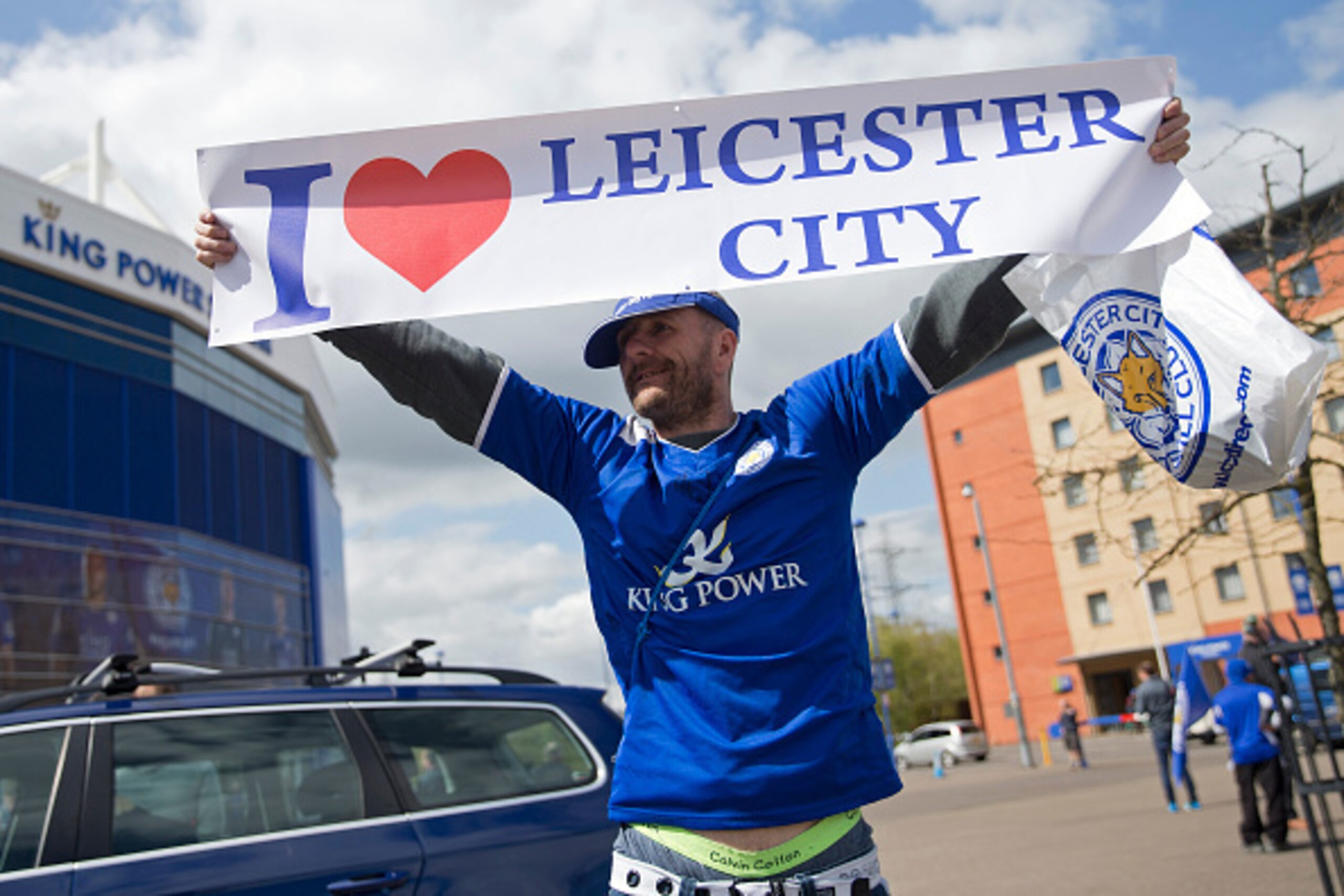Leicester city fans celebrate outside the King Power Stadium in Leicester, central England, on May 3, 2016, after the team won the English Premier League on Monday May 2.
Thousands celebrated and millions around the world watched in wonder as 5,000-1 unde