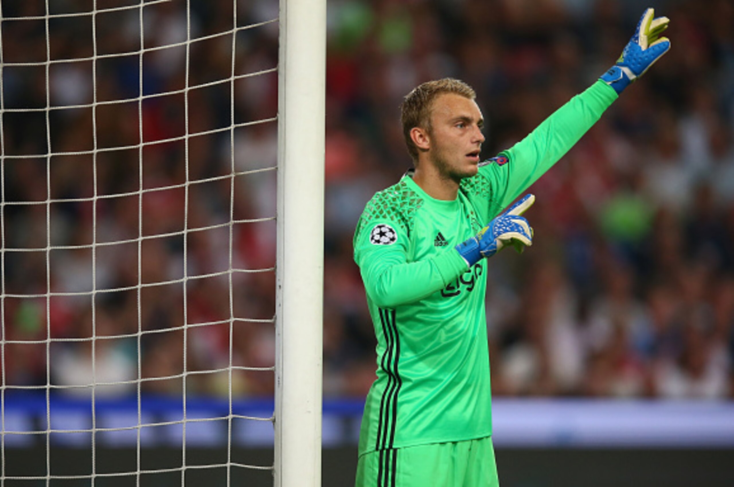 AMSTERDAM, NETHERLANDS - AUGUST 16:  Goalkeeper Jasper Cillessen of Ajax in action during the UEFA Champions League Play-off 1st Leg match between Ajax and Rostov at Amsterdam Arena on August 16, 2016 in Amsterdam, Netherlands.  (Photo by Christopher Lee/