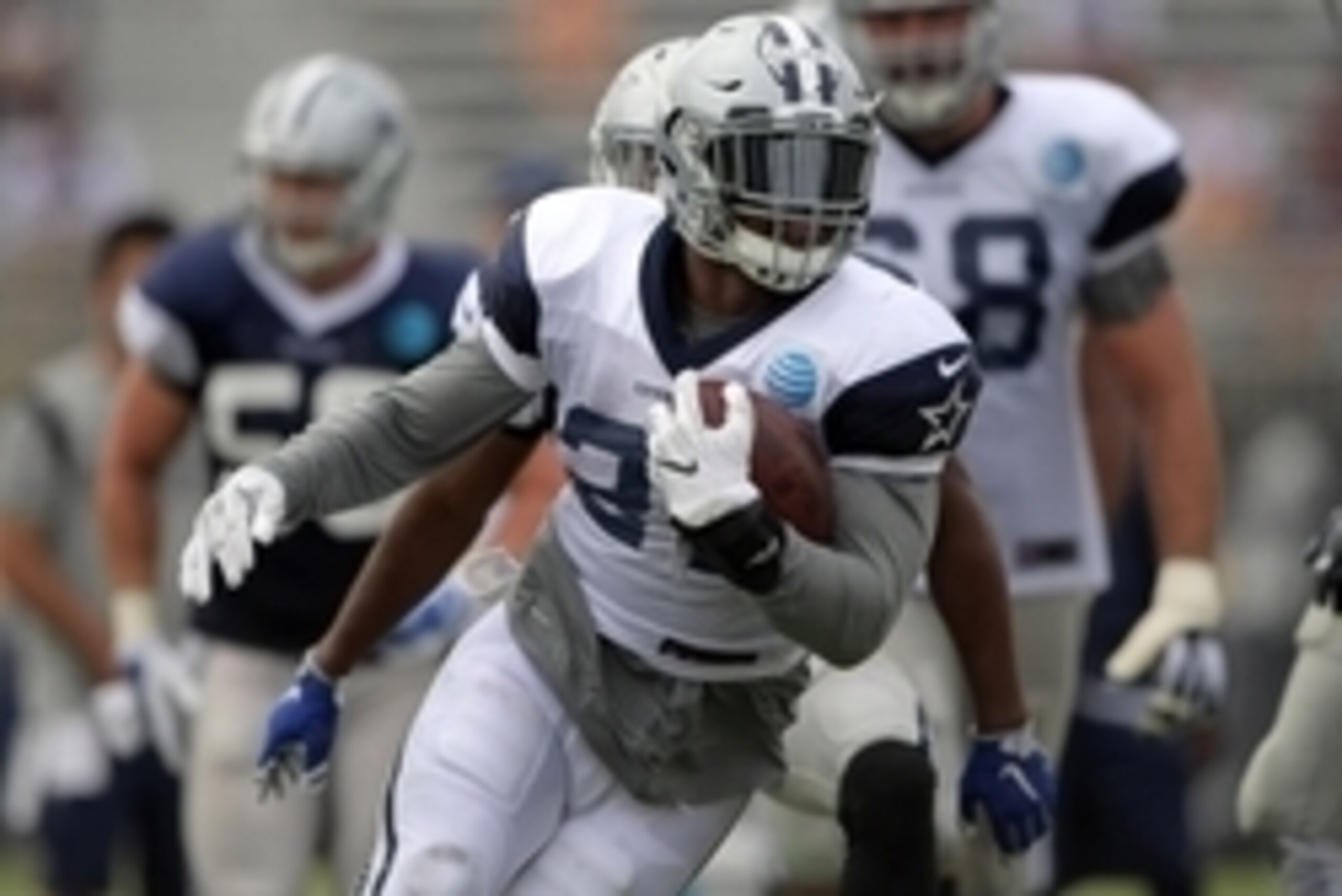 Aug 1, 2016; Irvine, CA, USA; Dallas Cowboys running back Ezekiel Elliott (21) carries the ball at training camp at the River Ridge Fields. Mandatory Credit: Kirby Lee-USA TODAY Sports