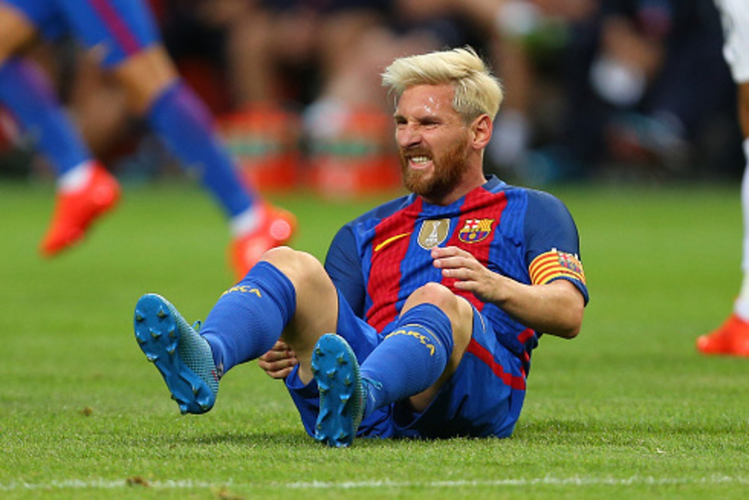 SOLNA, SWEDEN - AUGUST 03: Lionel Messi of FC Barcelona  during the International Champions Cup 2016 match between Barcelona and Leicester City at Friends arena on August 3, 2016 in Solna, Sweden. (Photo by Catherine Ivill - AMA/Getty Images)