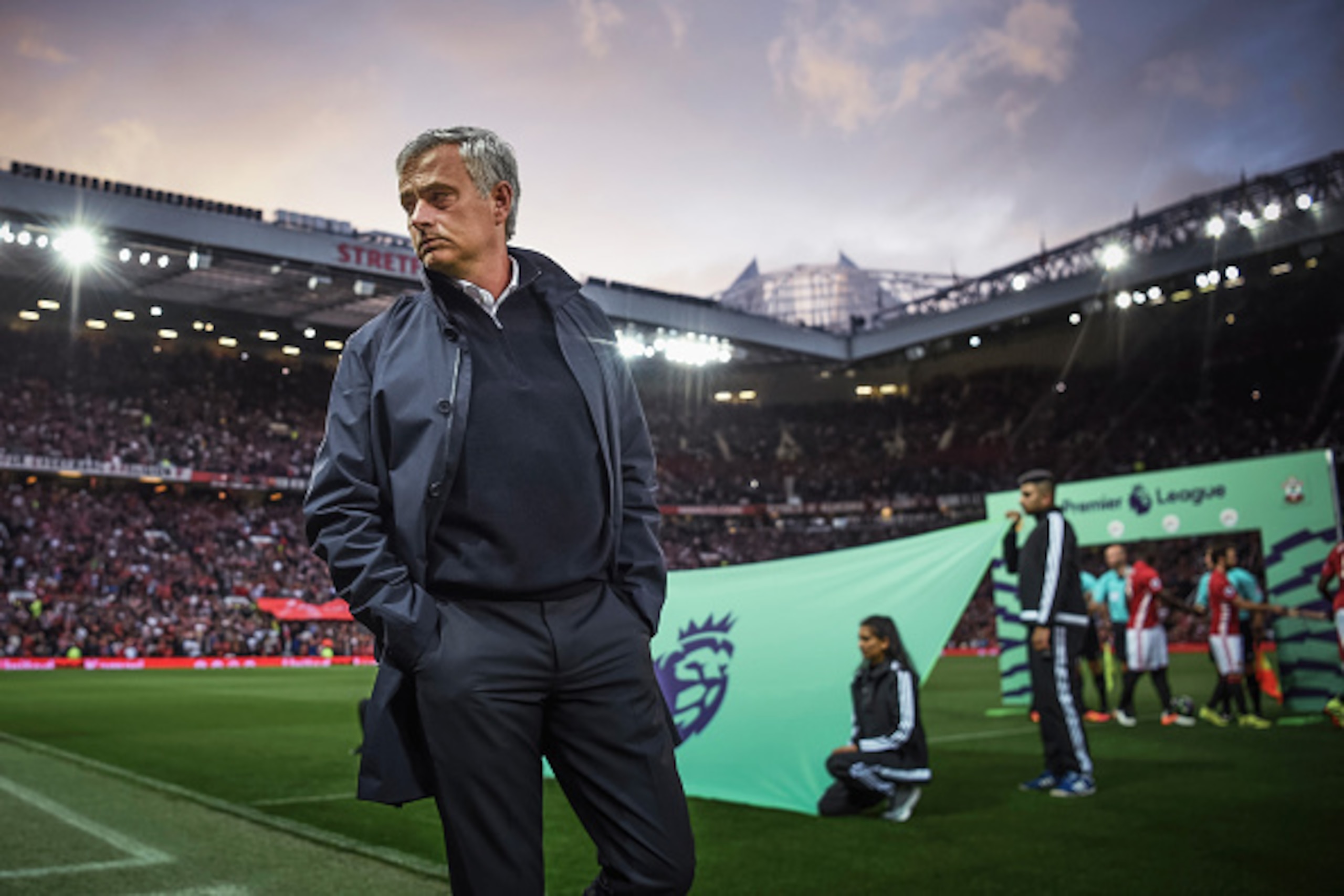 MANCHESTER, ENGLAND - AUGUST 19:  Jose Mourinho, Manager of Manchester United looks on prior to the Premier League match between Manchester United and Southampton at Old Trafford on August 19, 2016 in Manchester, England.  (Photo by Michael Regan/Getty Im