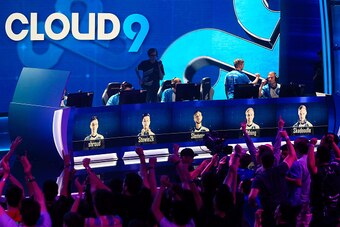 ATLANTA, GA - MAY 28: Cloud9 celebrates after forcing overtime in the second match against Luminosity at the ELeague Arena at Turner Studios on May 28, 2016 in Atlanta, Georgia. (Photo by Daniel Shirey/Getty Images)