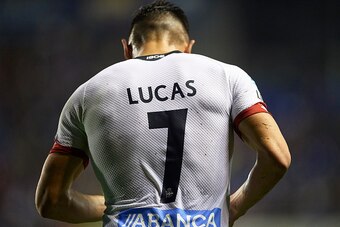 VALENCIA, SPAIN - NOVEMBER 07:  Lucas Perez of Deportivo is seen during the La Liga match between Levante UD and RC Deportivo de La Coruna at Ciutat de Valencia Stadium on November 07, 2015 in Valencia, Spain.  (Photo by Manuel Queimadelos Alonso/Getty Im