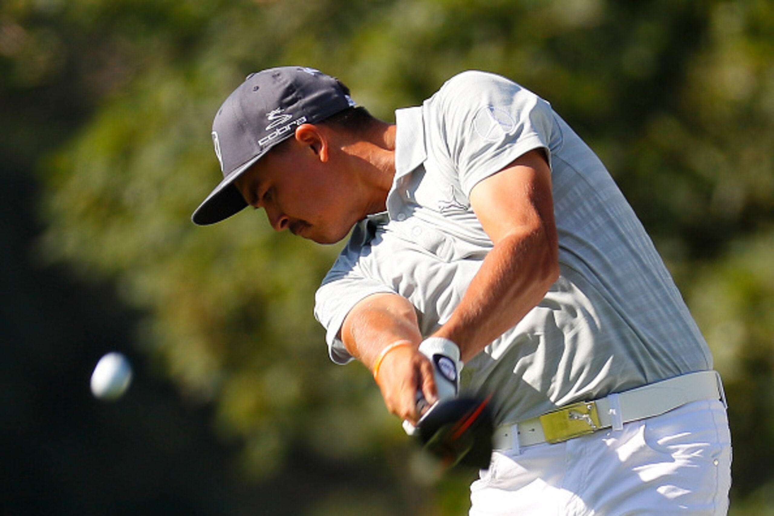 FARMINGDALE, NY - AUGUST 25:  Rickie Fowler tees off the fifth hole during the first round of The Barclays in the PGA Tour FedExCup Play-Offs on the Black Course at Bethpage State Park on August 25, 2016 in Farmingdale, New York.  (Photo by Kevin C. Cox/G