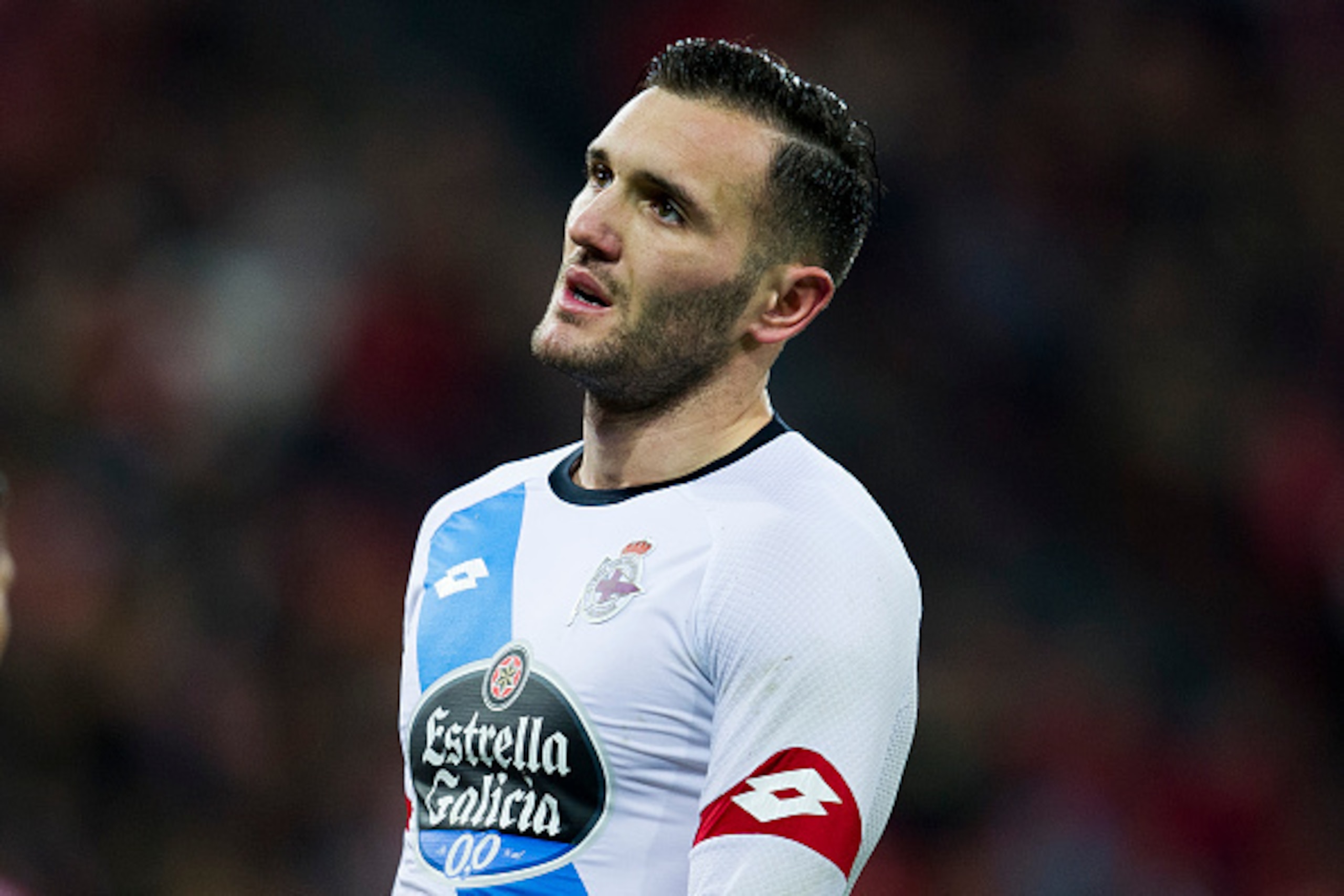 BILBAO, SPAIN - MARCH 02:  Lucas Perez of Deportivo La Coruna reacts during the La Liga match between Athletic Club Bilbao and RC Deportivo La Coruna at San Mames Stadium on March 2, 2016 in Bilbao, Spain.  (Photo by Juan Manuel Serrano Arce/Getty Images)