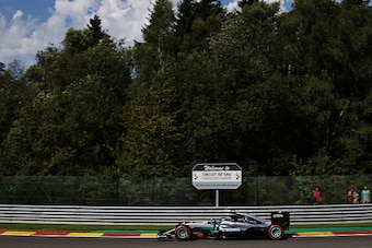 SPA, BELGIUM - AUGUST 27: Nico Rosberg of Germany driving the (6) Mercedes AMG Petronas F1 Team Mercedes F1 WO7 Mercedes PU106C Hybrid turbo on track during final practice for the Formula One Grand Prix of Belgium at Circuit de Spa-Francorchamps on August