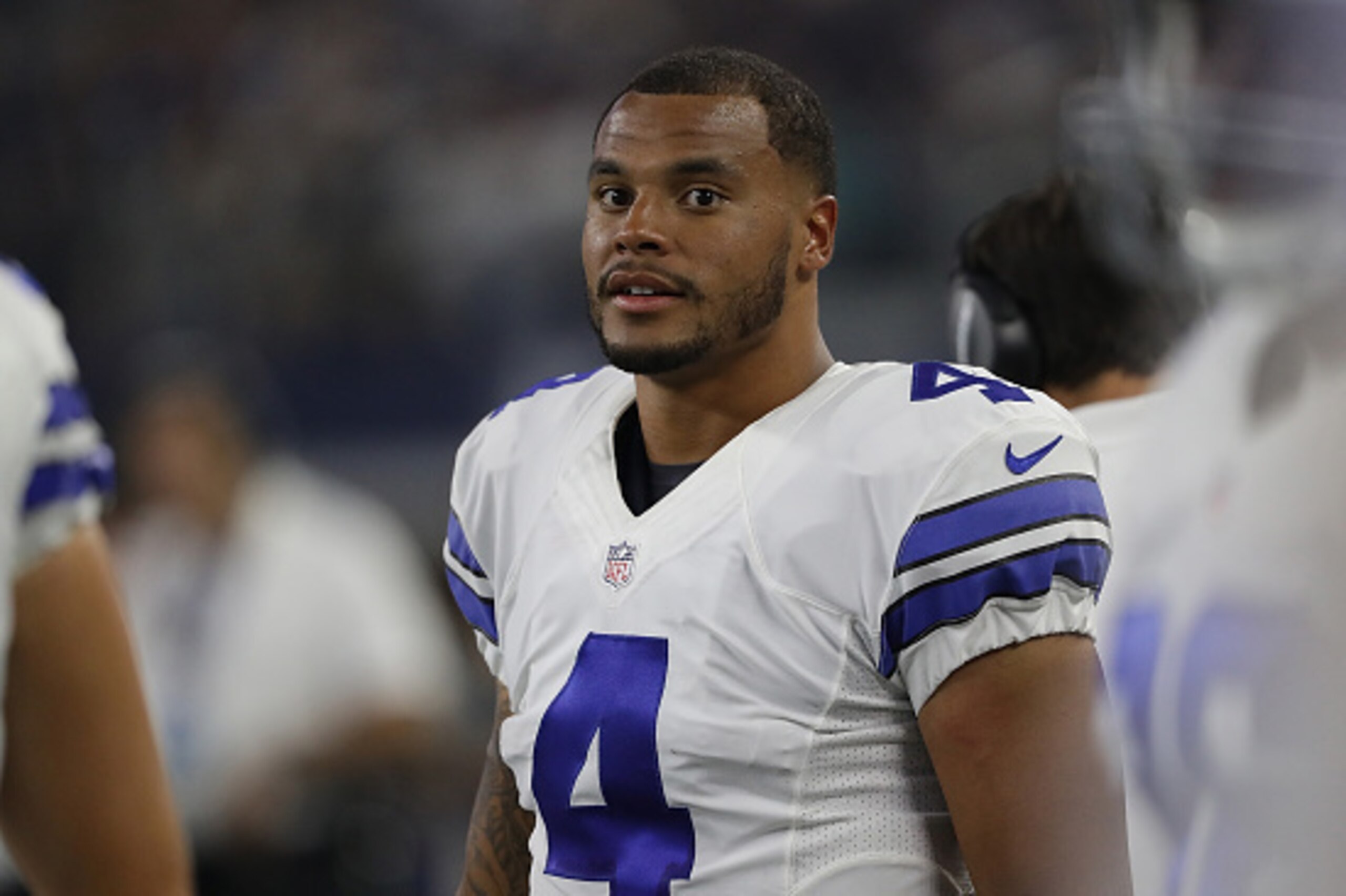 ARLINGTON, TX - AUGUST 19:  Dak Prescott #4 of the Dallas Cowboys during a preseason game against the Miami Dolphins at AT&T Stadium on August 19, 2016 in Arlington, Texas.  (Photo by Ronald Martinez/Getty Images)