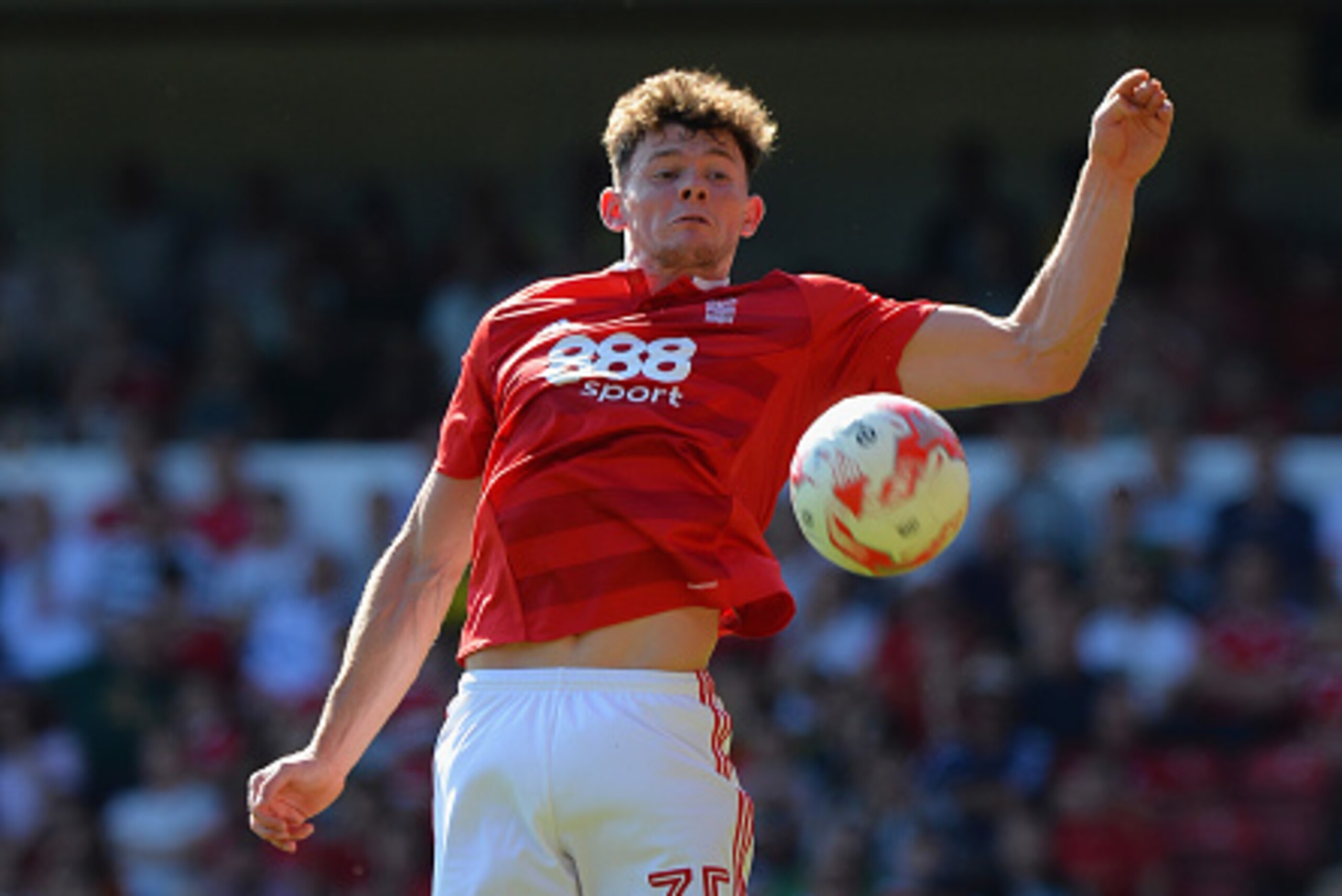 NOTTINGHAM, ENGLAND - AUGUST 06:  Oliver Burke of Nottingham Forest during the Sky Bet Championship match between Nottingham Forest and Burton Albion at City Ground on August 6, 2016 in Nottingham, England.  (Photo by Tony Marshall/Getty Images)