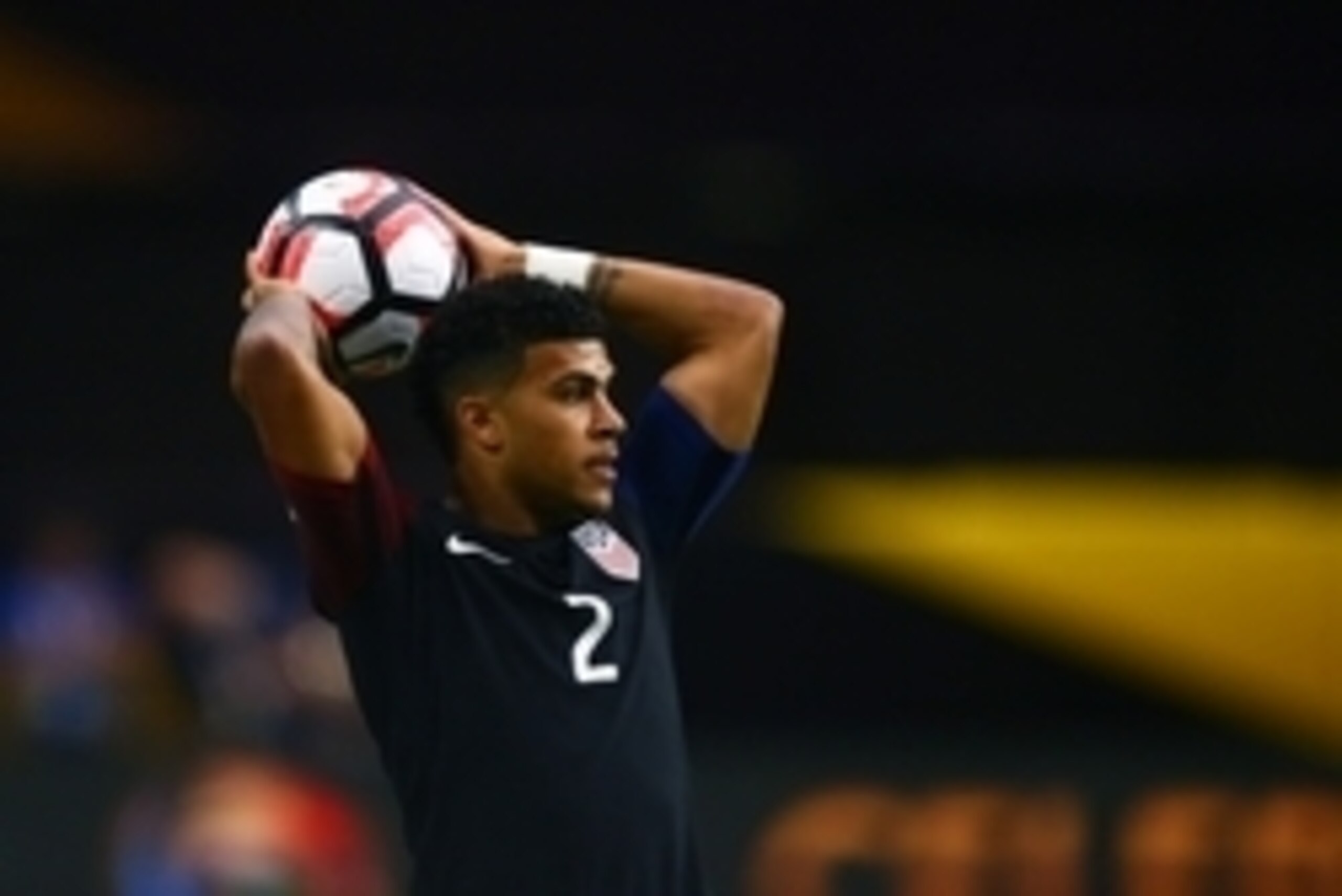Jun 25, 2016; Glendale, AZ, USA; United States midfielder DeAndre Yedlin (2) against Colombia during the third place match of the 2016 Copa America Centenario soccer tournament at University of Phoenix Stadium. Mandatory Credit: Mark J. Rebilas-USA TODAY 
