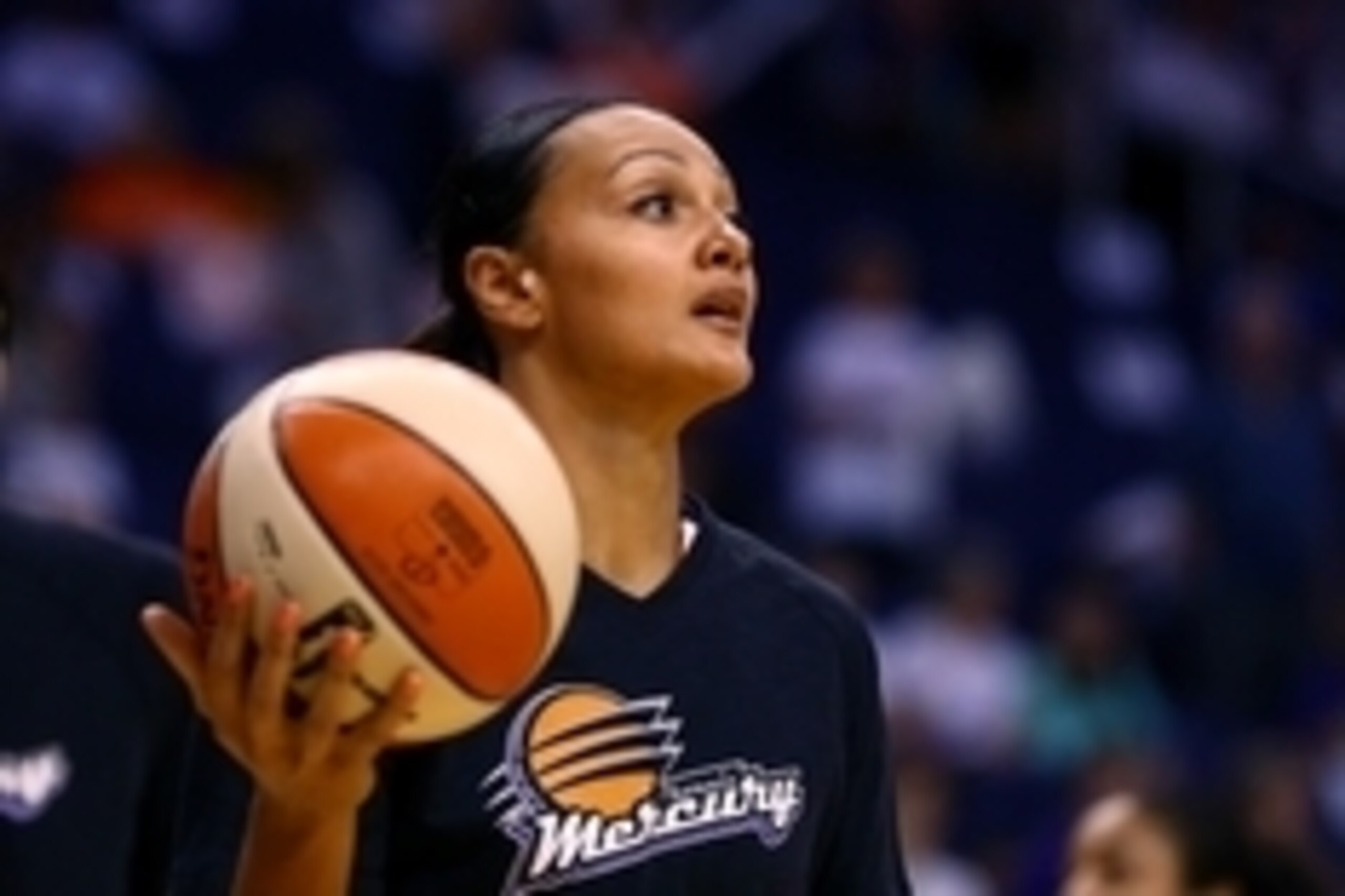 Sep 7, 2014; Phoenix, AZ, USA; Phoenix Mercury forward Mistie Bass (8) against the Chicago Sky during game one of the WNBA Finals at US Airways Center. The Mercury defeated the Sky 83-62. Mandatory Credit: Mark J. Rebilas-USA TODAY Sports