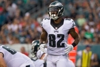 Aug 11, 2016; Philadelphia, PA, USA; Philadelphia Eagles wide receiver Rueben Randle (82) in action against the Tampa Bay Buccaneers at Lincoln Financial Field. The Philadelphia Eagles won 17-9. Mandatory Credit: Bill Streicher-USA TODAY Sports